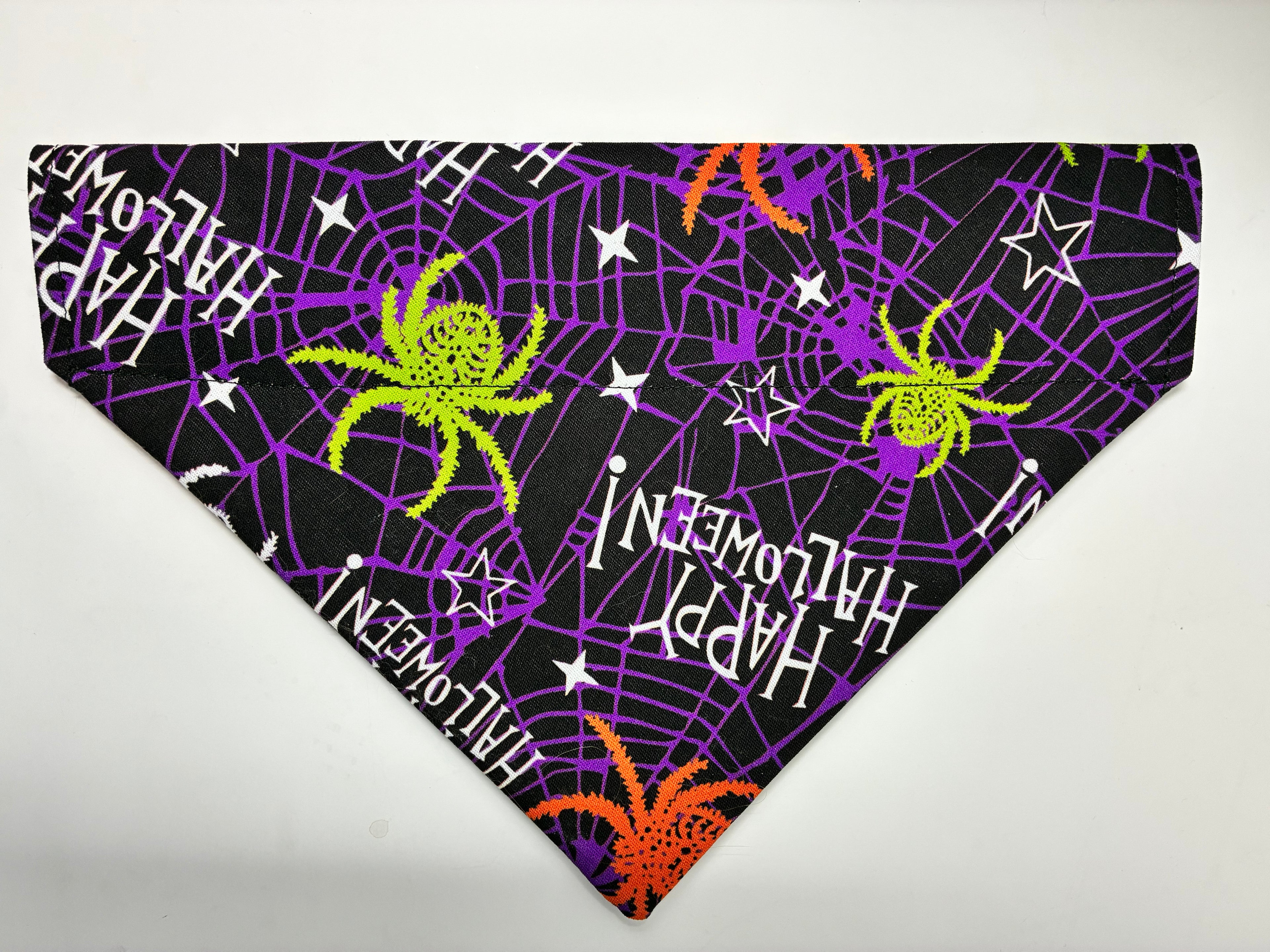 Happy Halloween/Spiders Pet Bandana - Size Medium