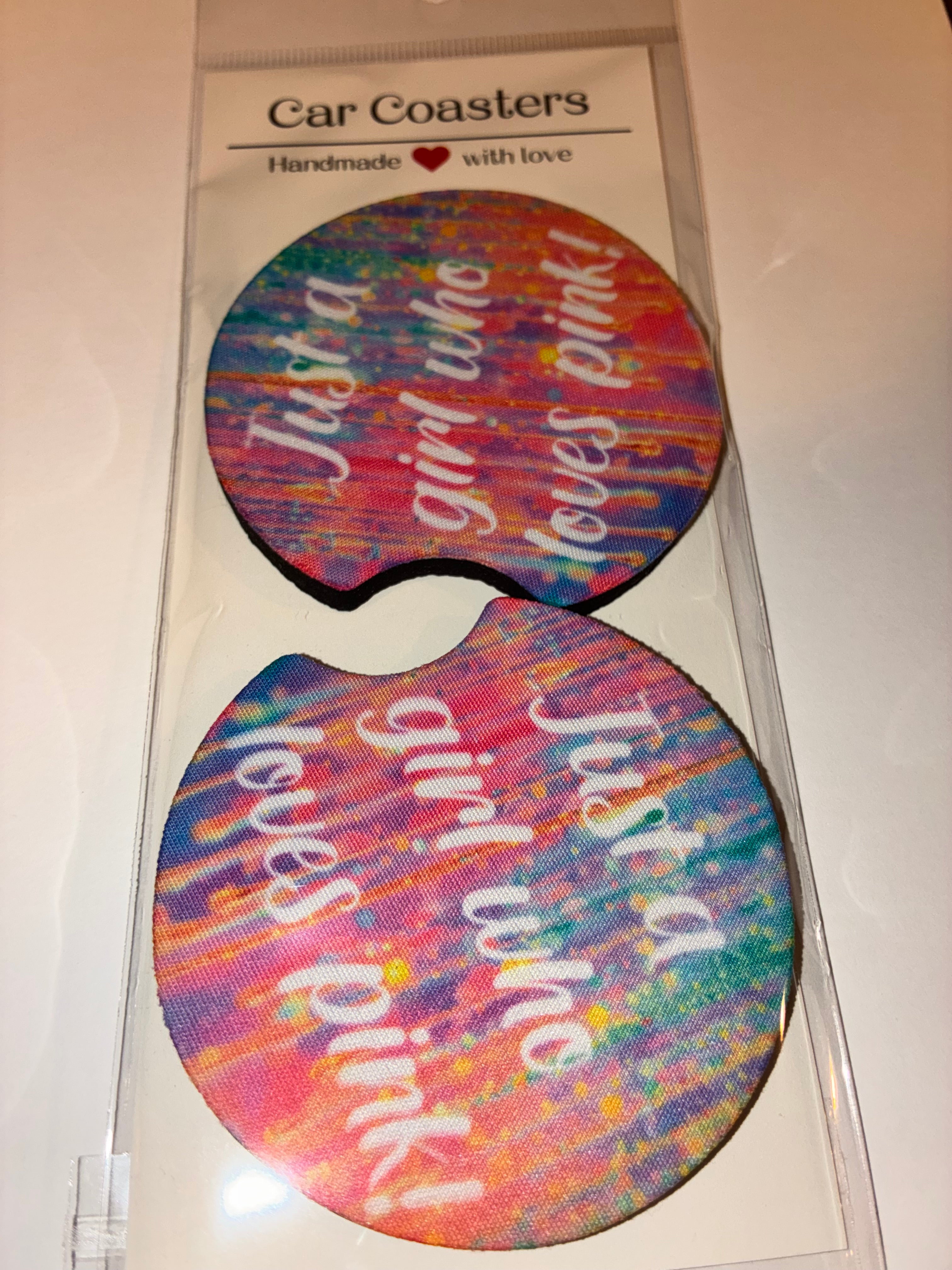 Girl who loves pink car coasters