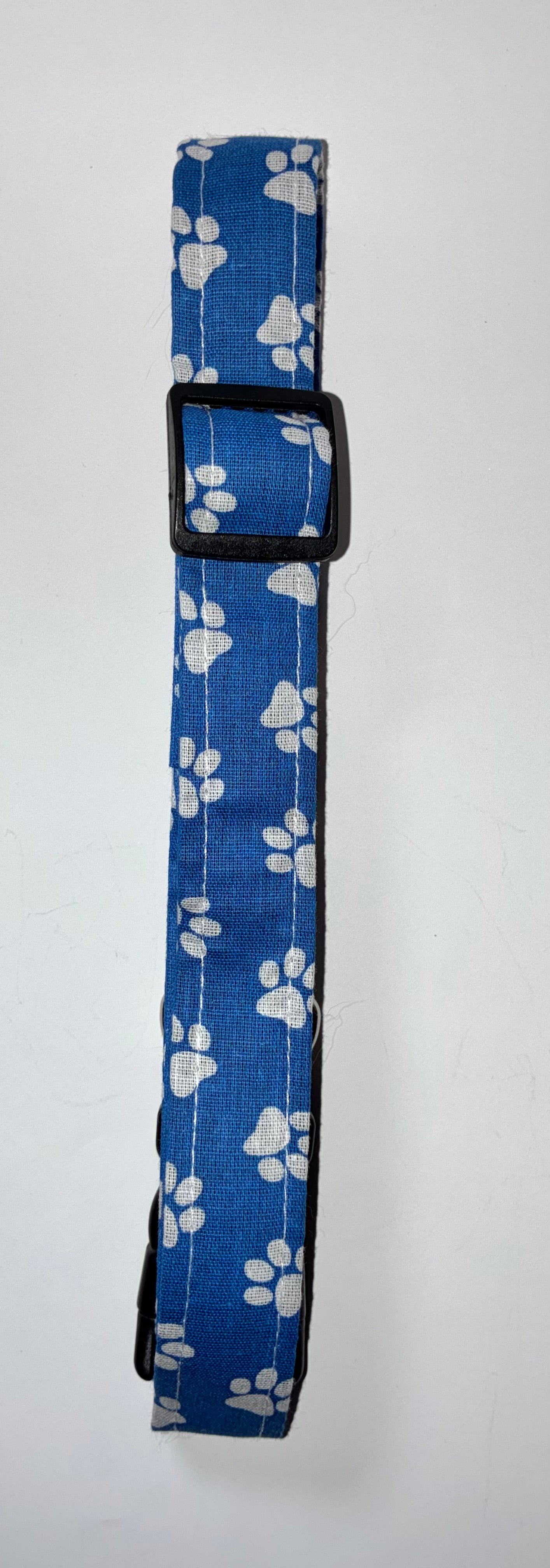 Blue with White Paw Prints Large Pet Collar