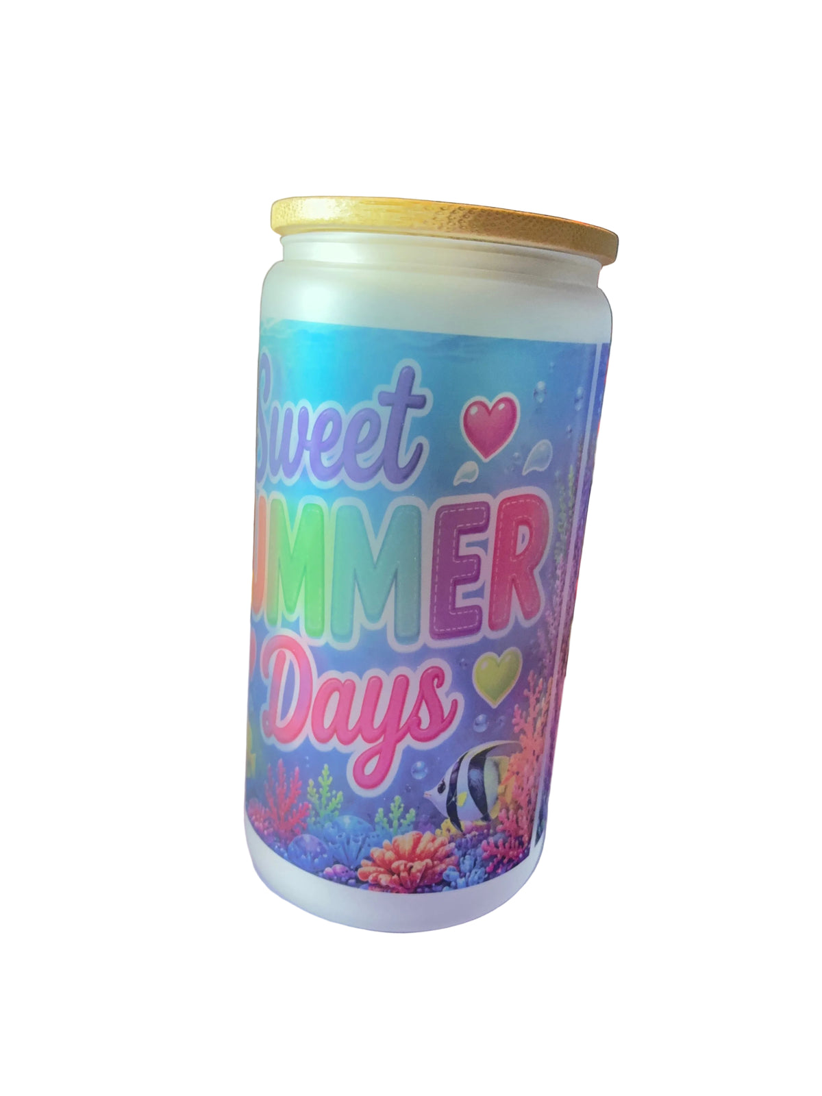 Sweet Summer Days 16oz Glass Cup with Bamboo Lid and Straw