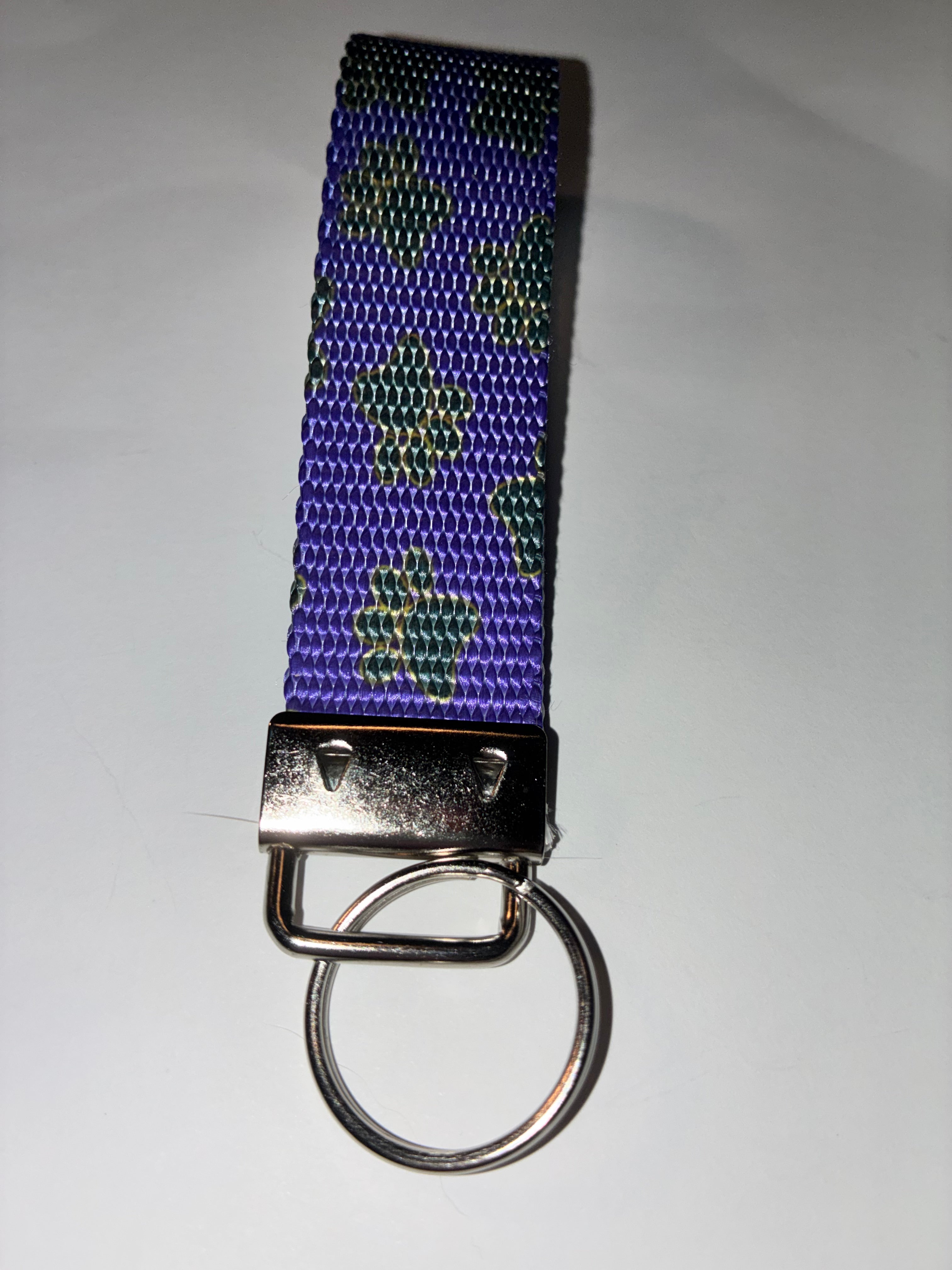 Blue Paw Print Wristlet Keychain
