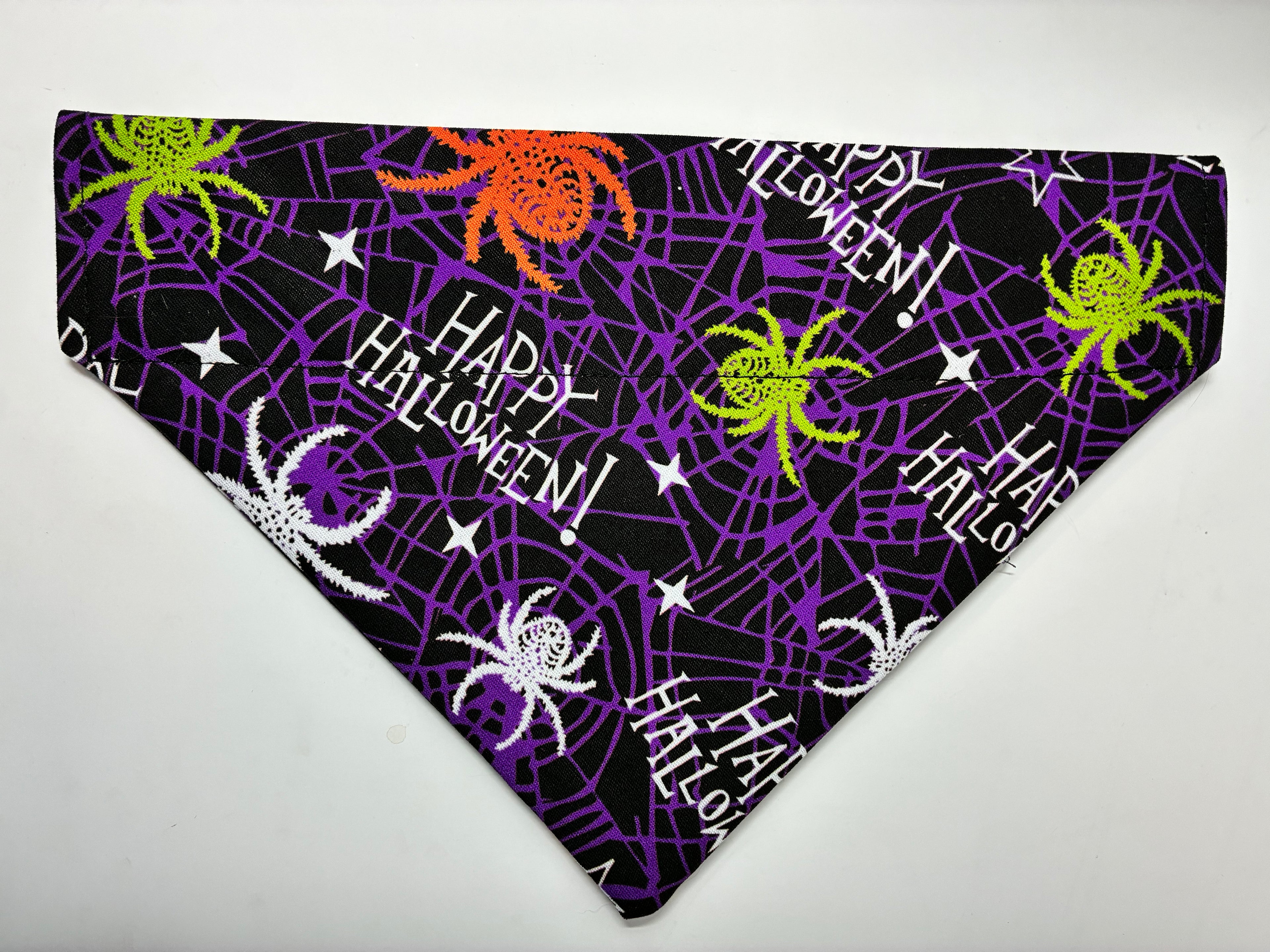Happy Halloween/Spiders Pet Bandana - Size Medium