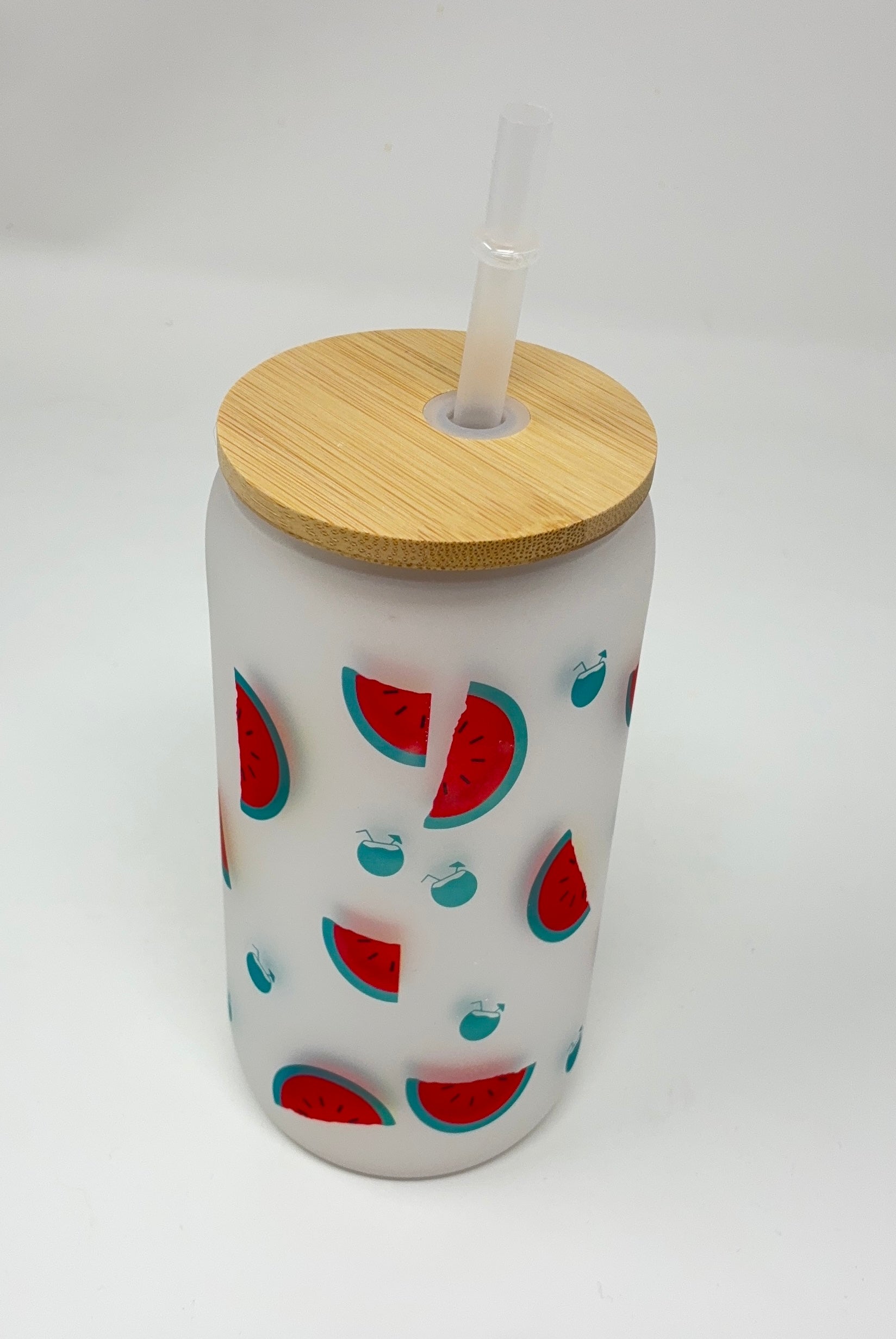 Summer Vacay 16oz Glass Cup with Bamboo Lid and Straw