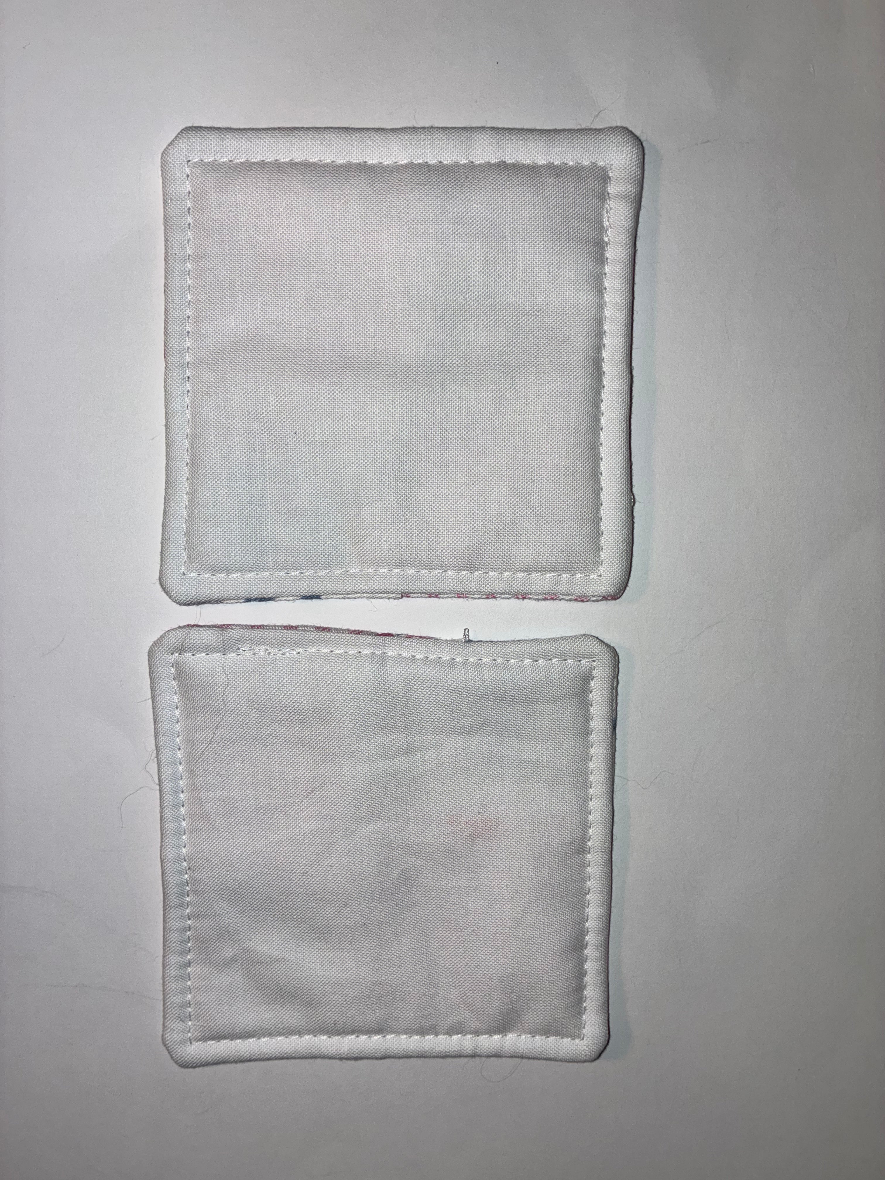 Pink Plaid and Blue Flower Quilted Coaster Set - 2 Pack
