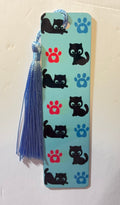 Black Cat, Blue Background Bookmark