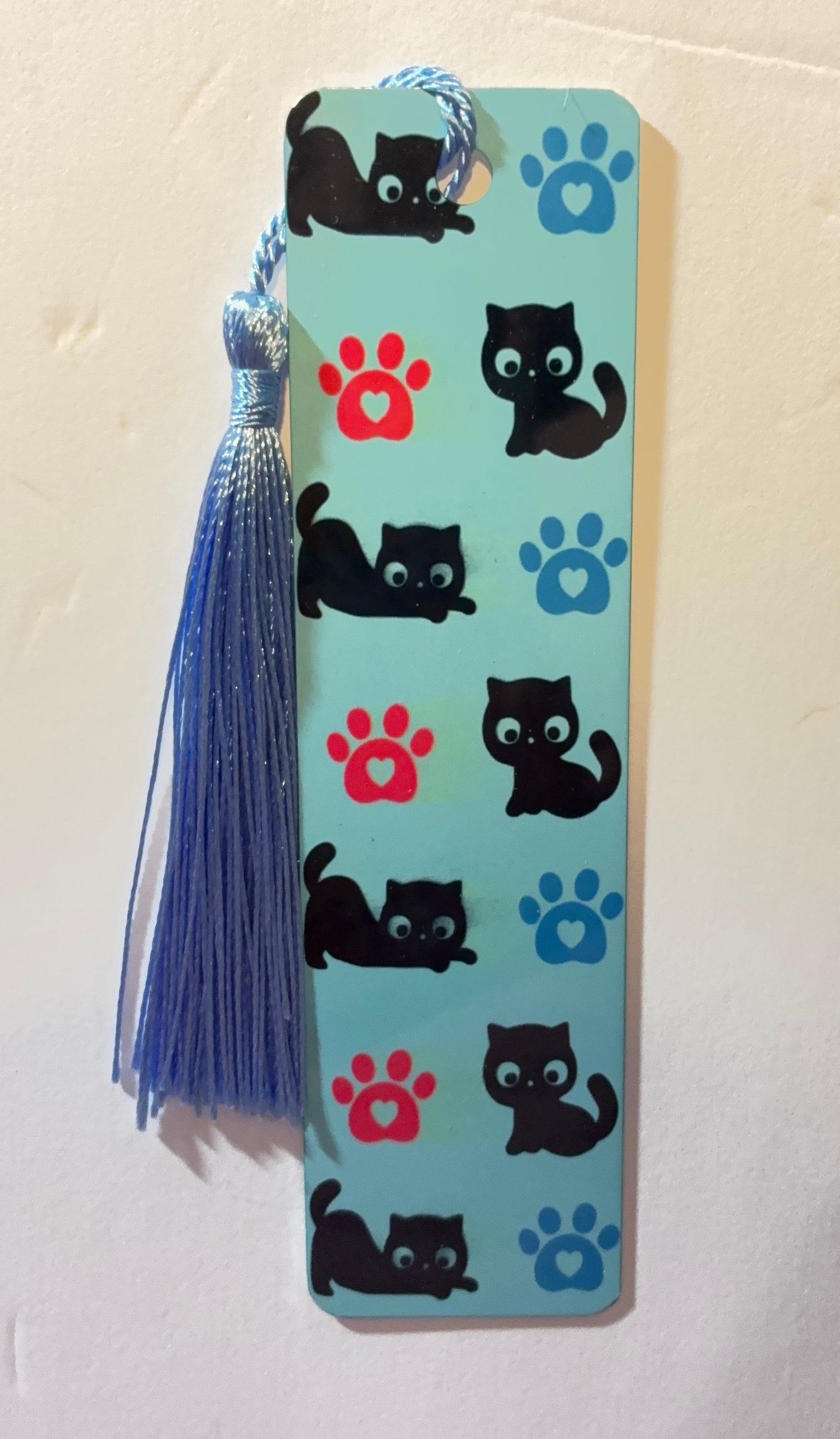 Black Cat, Blue Background Bookmark