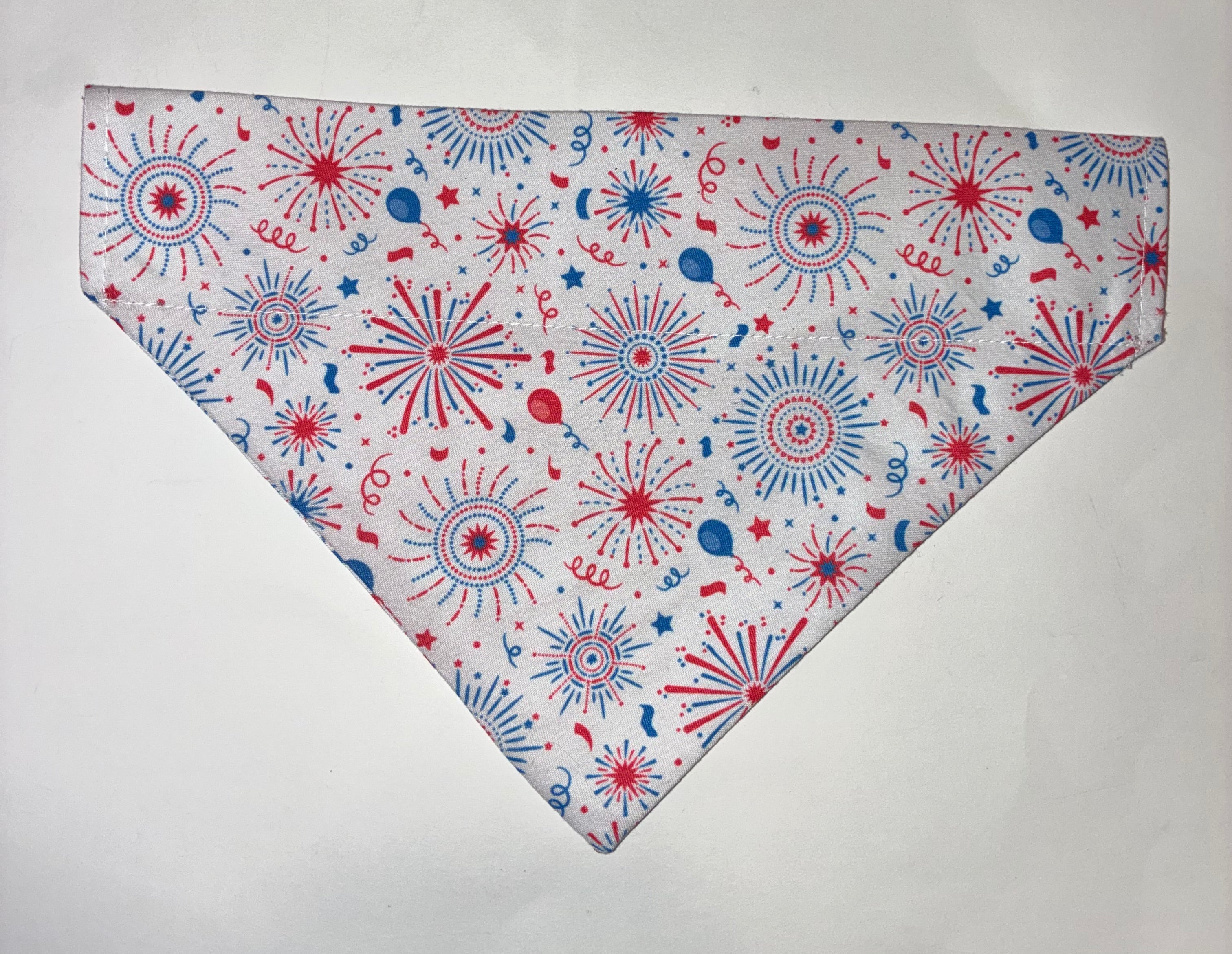 White Firework/Balloon Pet Bandana - Size Medium