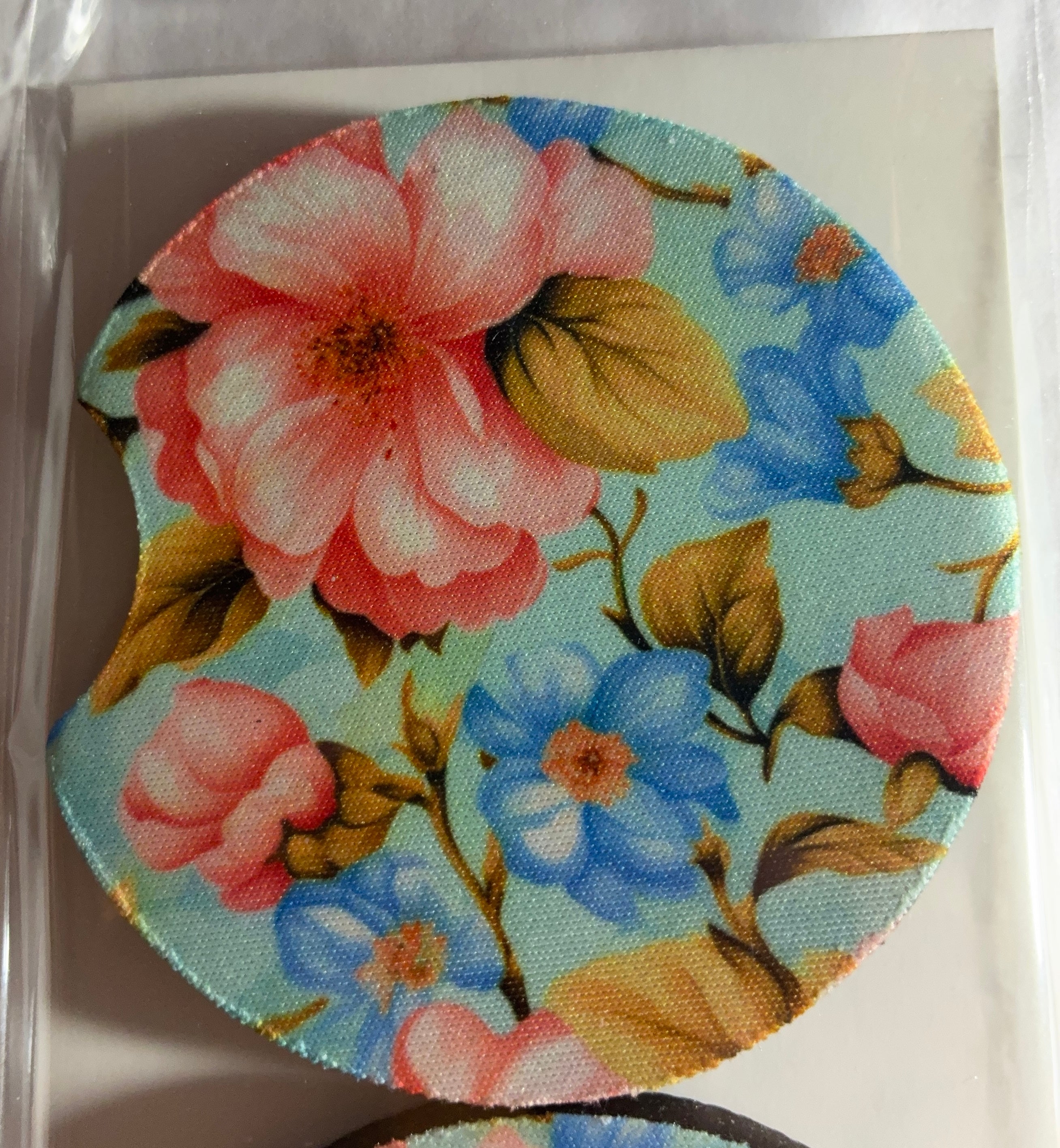 Blue floral car coasters
