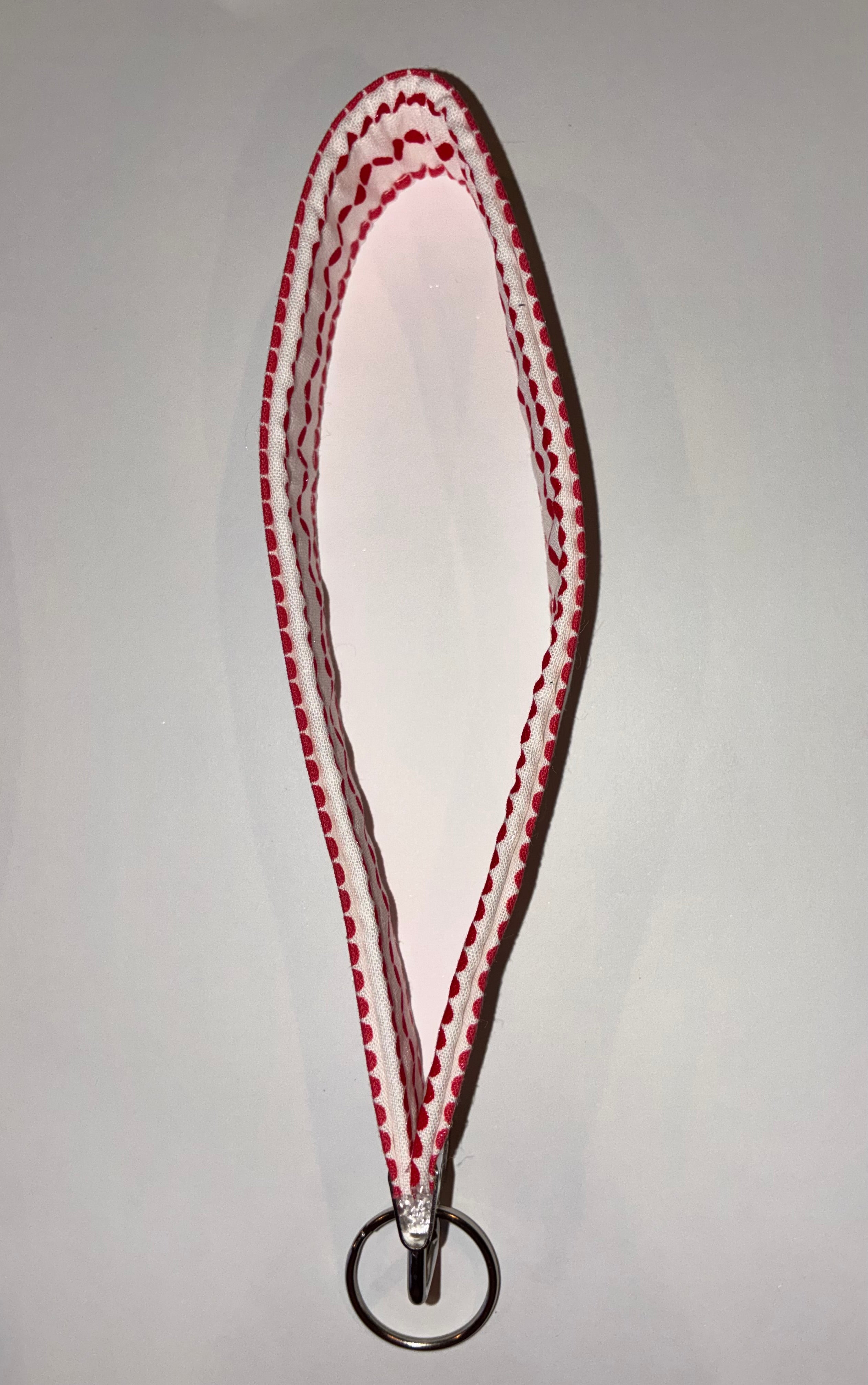 Red and white polkadot wristlet keychain #2