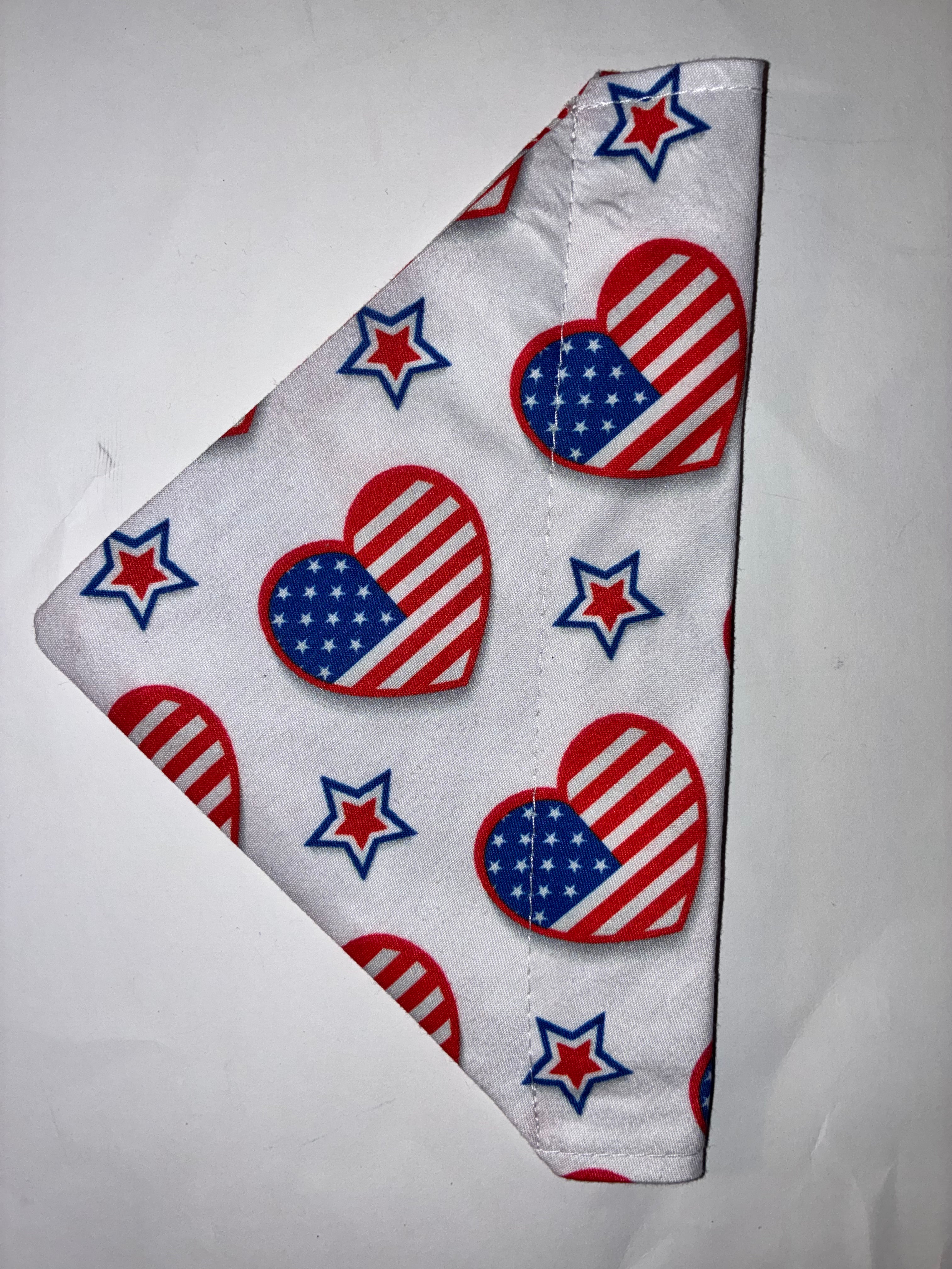 Patriotic Hearts Pet Bandana - Size Small