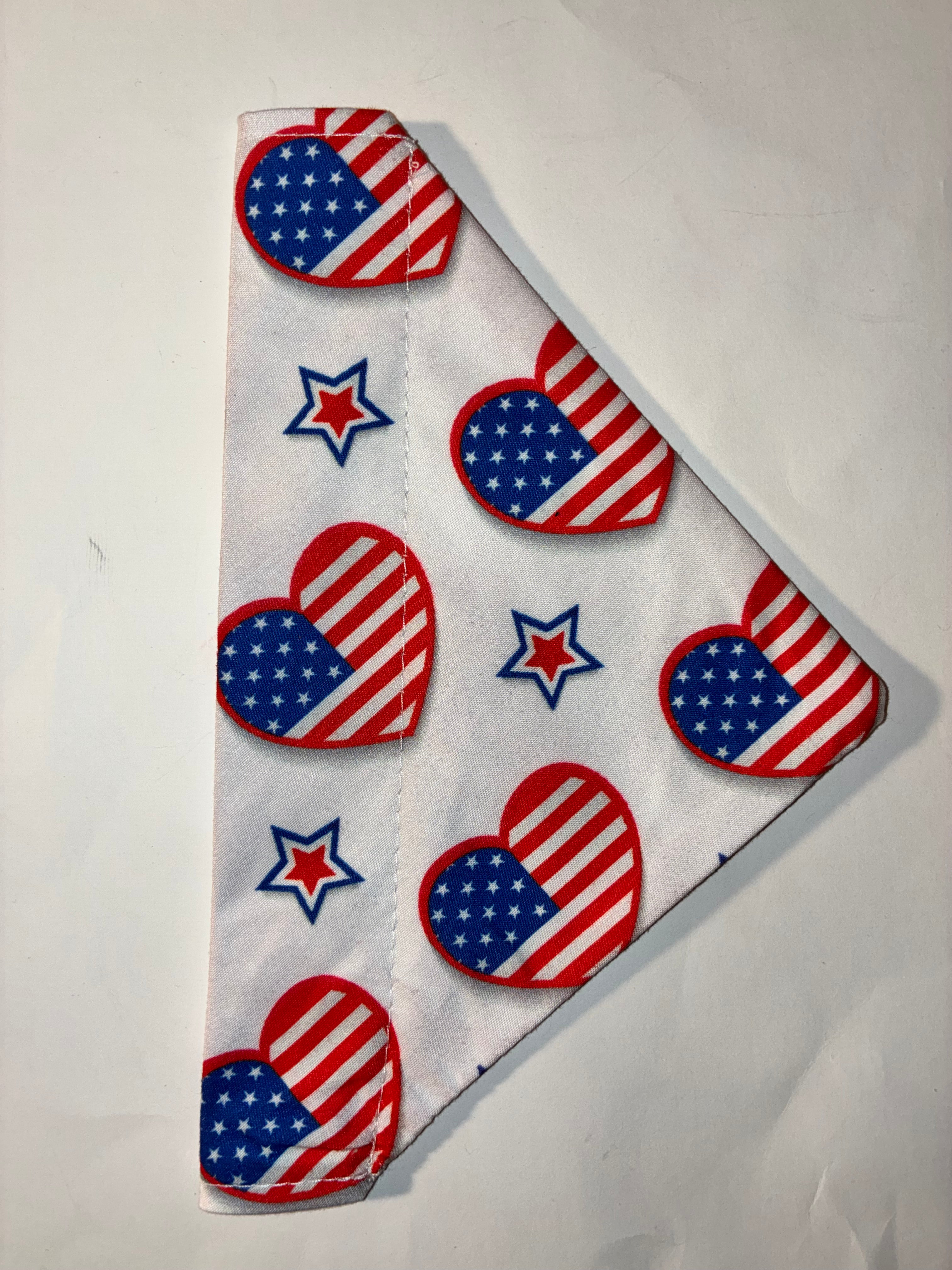 Patriotic Hearts Pet Bandana - Size Small