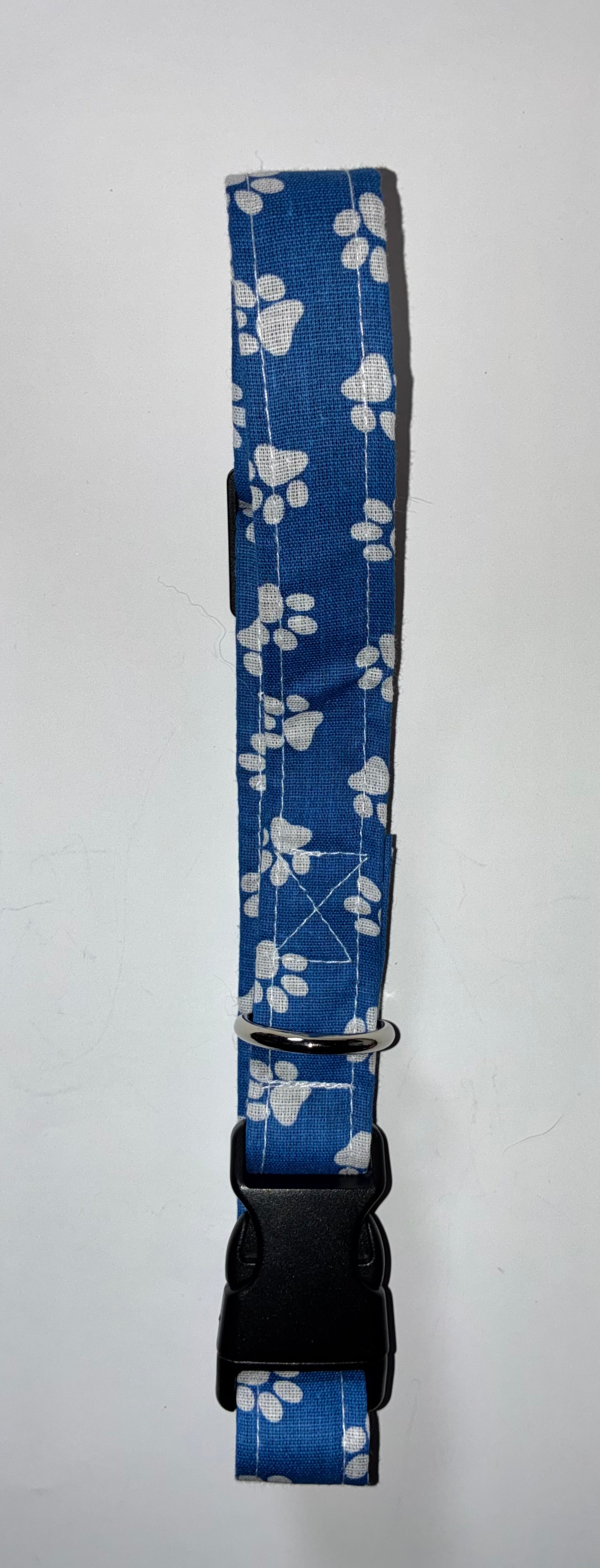 Blue with White Paw Prints Large Pet Collar
