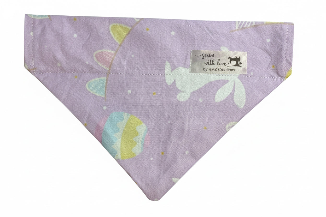Purple Easter Bunny Pet Bandana - Size Medium