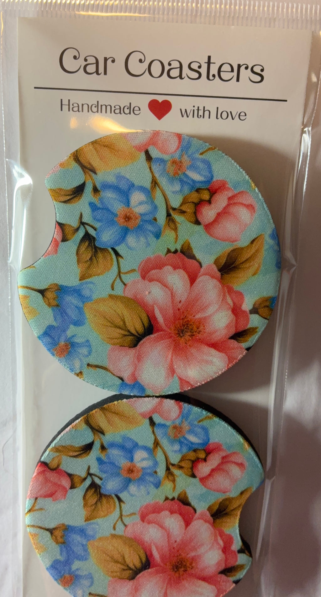 Blue floral car coasters