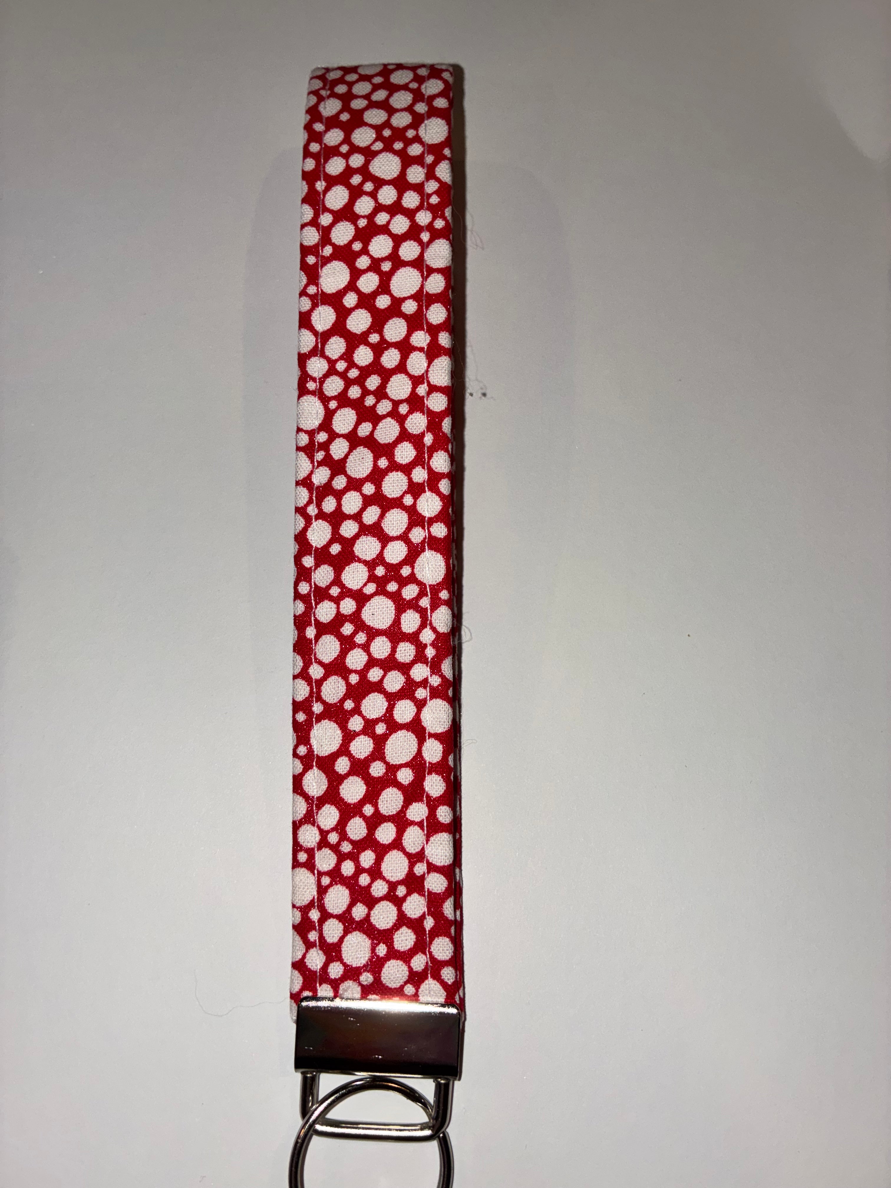 Red and white polkadot wristlet keychain #1