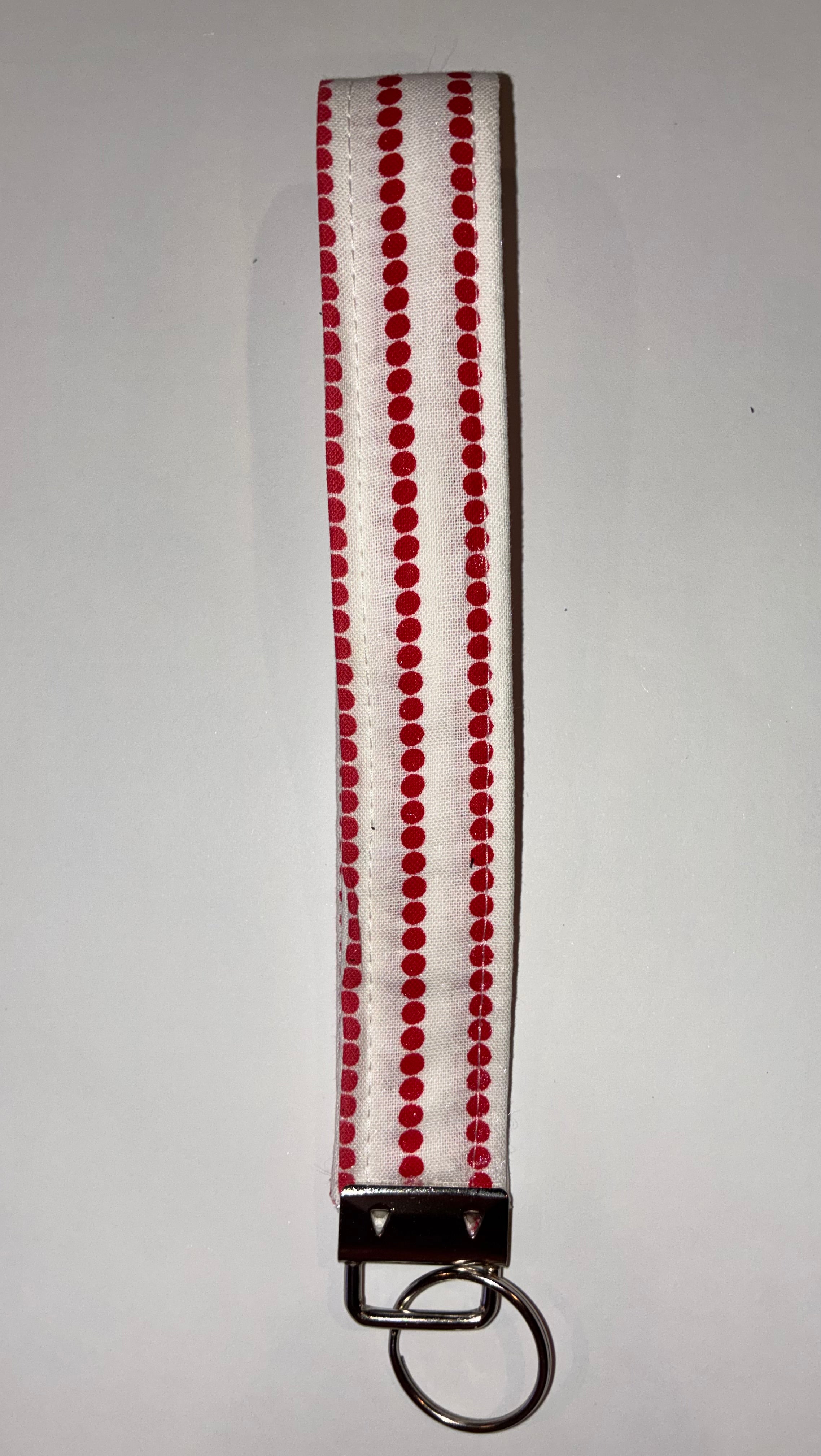 Red and white polkadot wristlet keychain #2