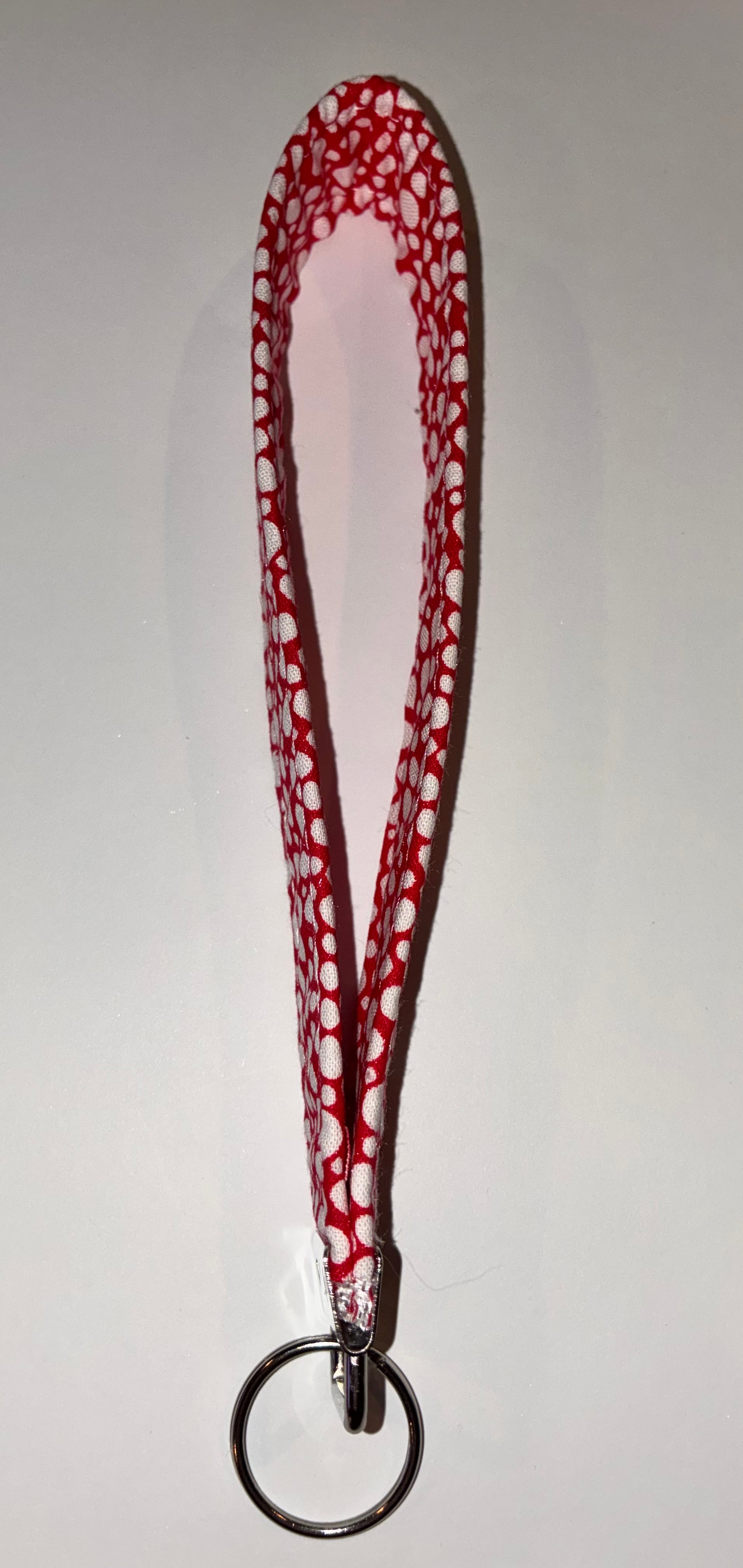 Red and white polkadot wristlet keychain #1