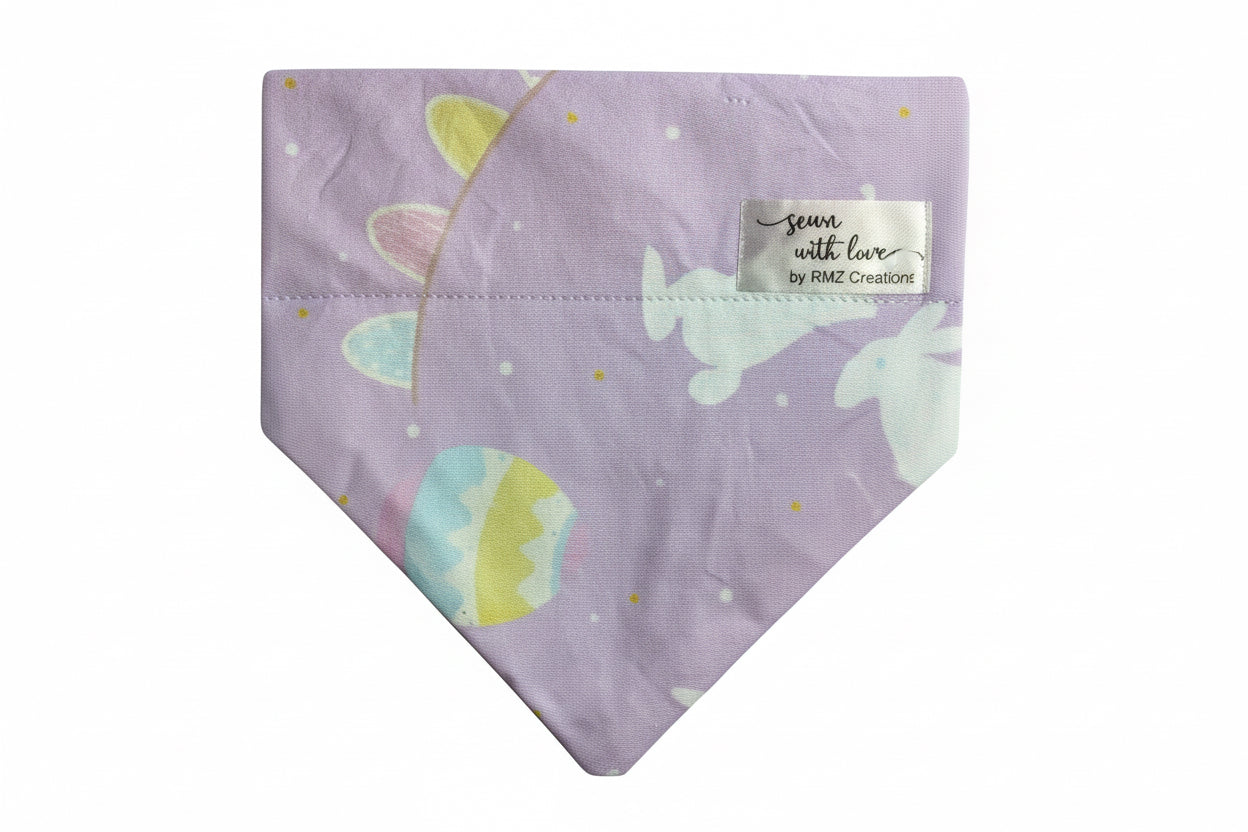 Purple Easter Bunny Pet Bandana - Size Medium