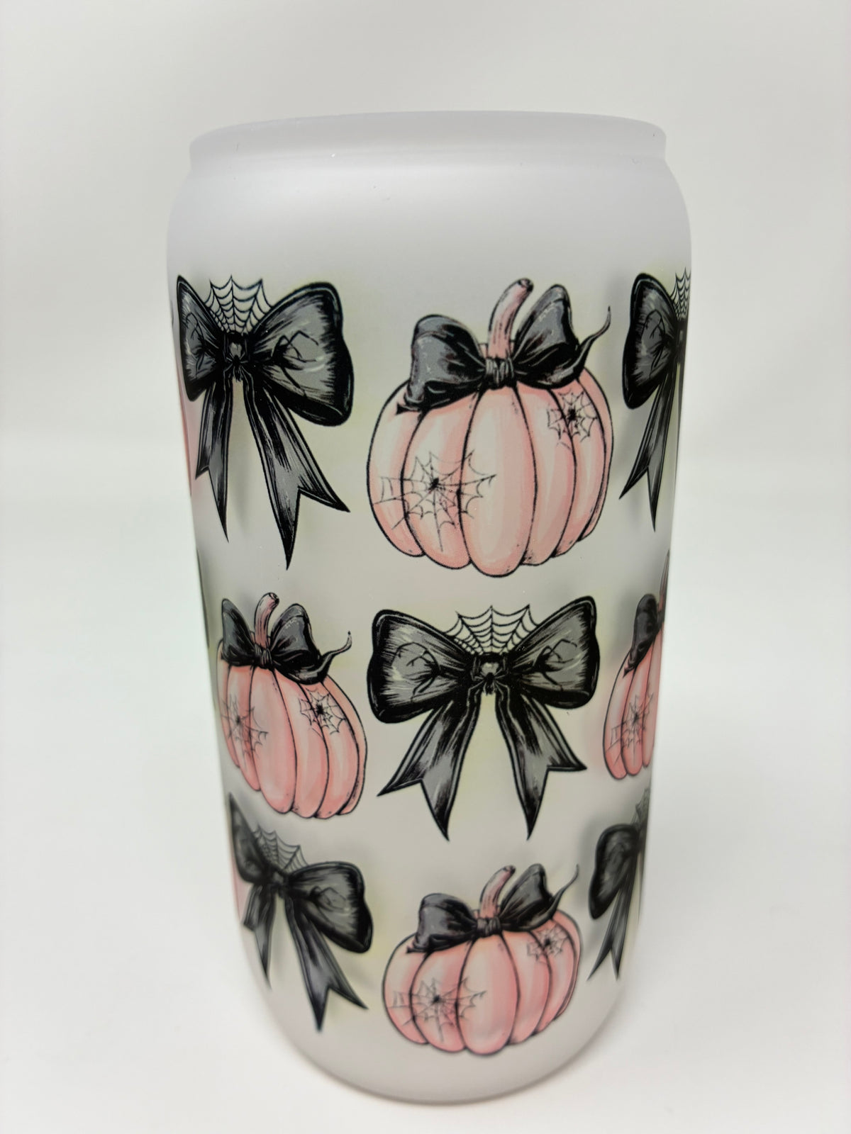 Halloween Glass Cups with Bamboo Lid and Straw