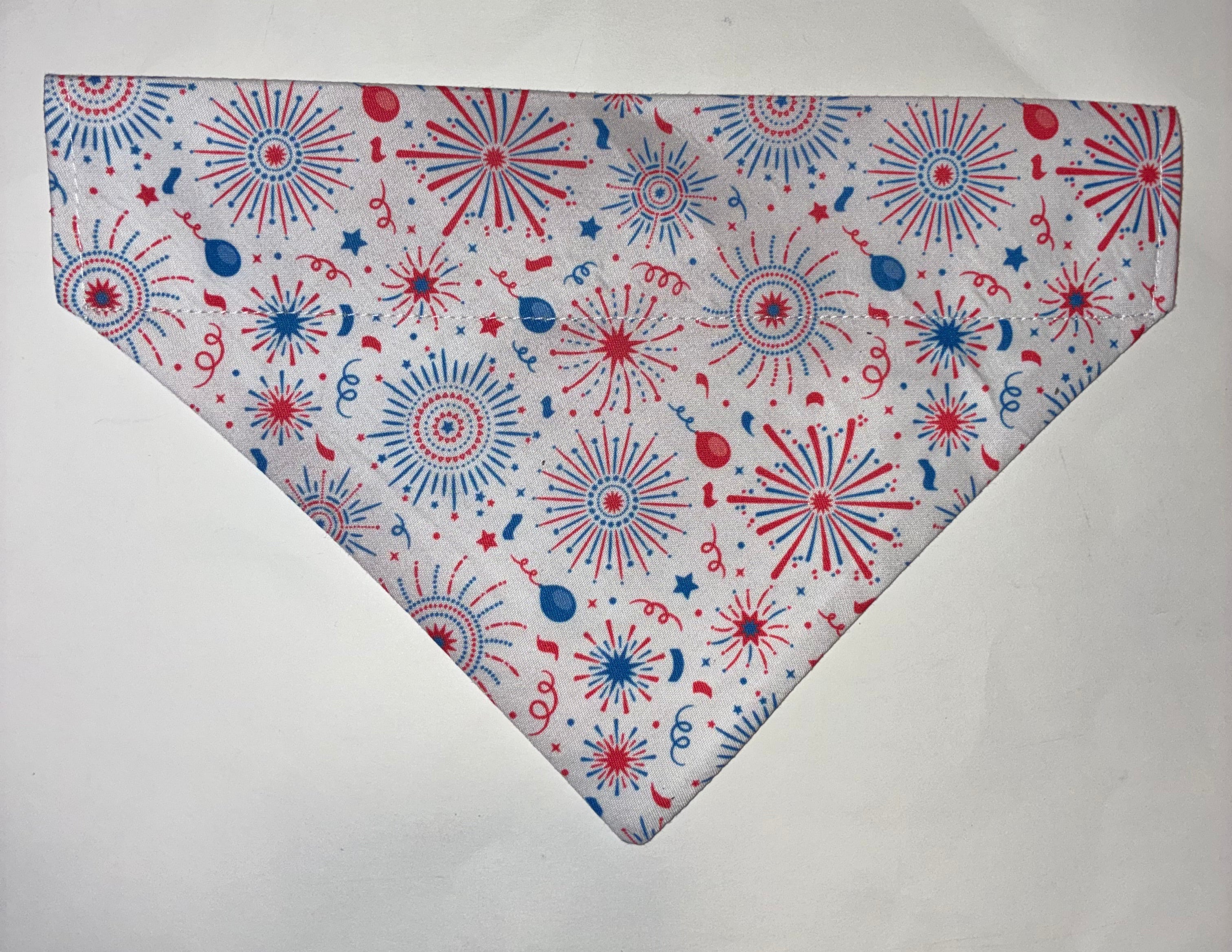 White Firework/Balloon Pet Bandana - Size Medium