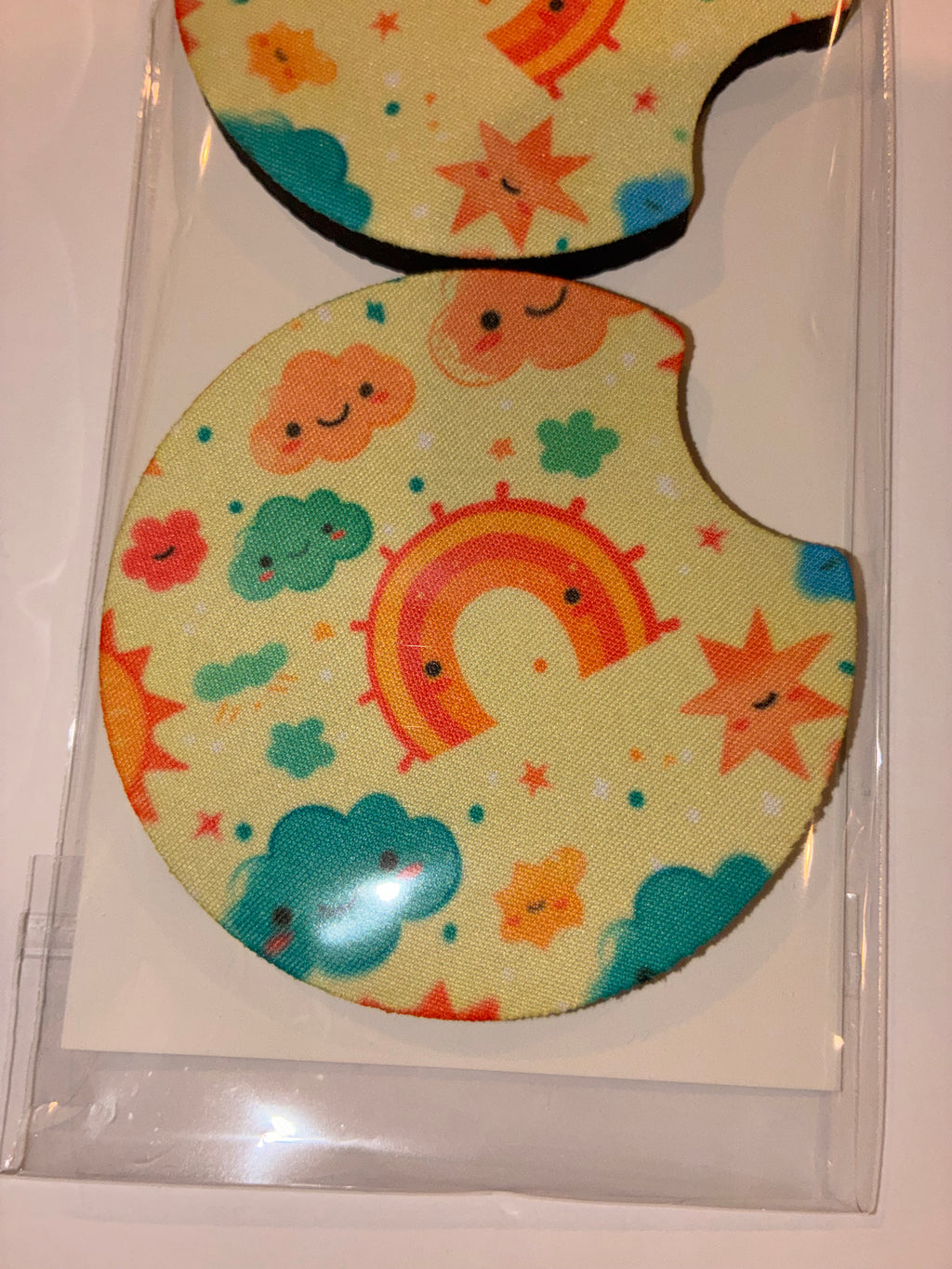 Cartoon Rainbow car coasters
