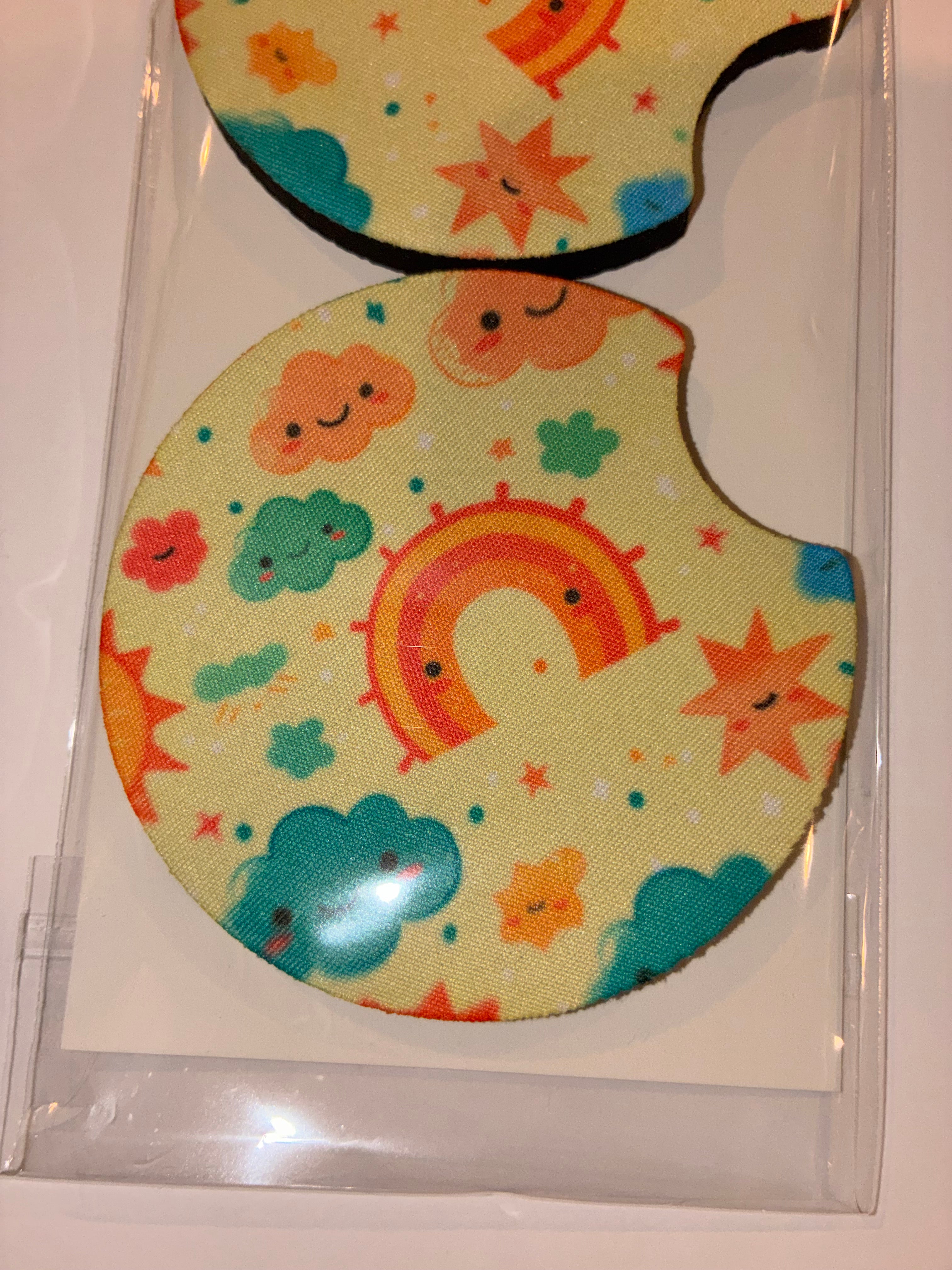 Cartoon Rainbow car coasters