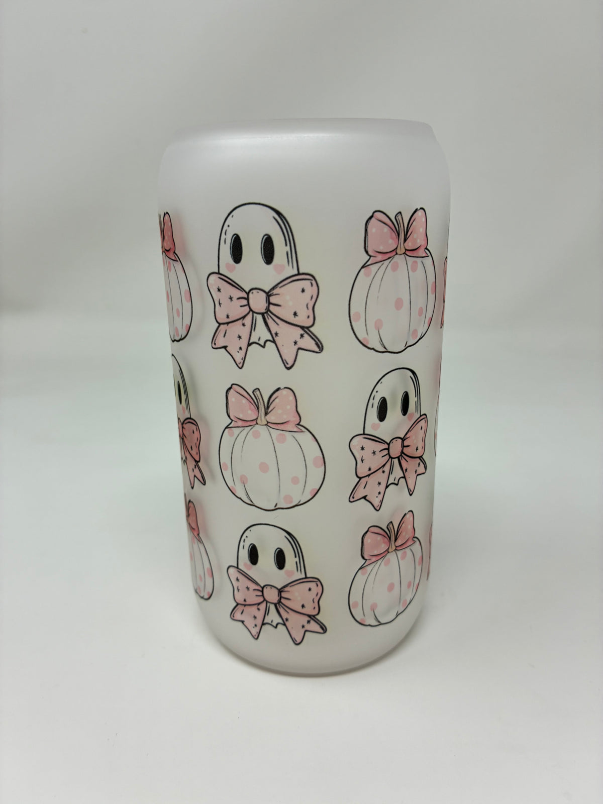 Halloween Glass Cups with Bamboo Lid and Straw