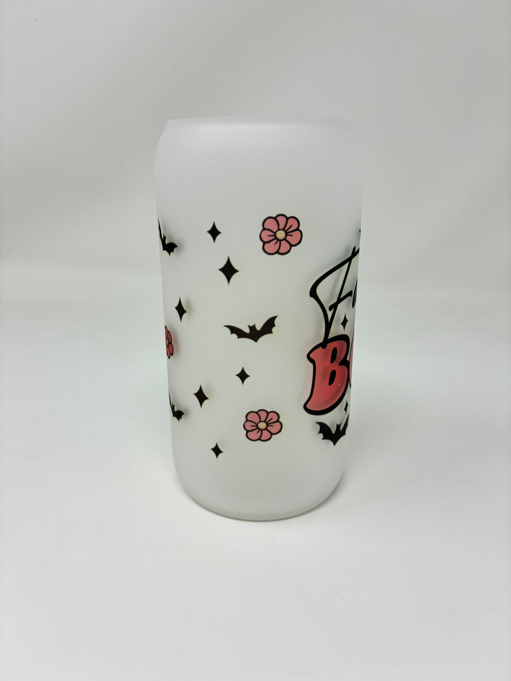 Halloween Glass Cups with Bamboo Lid and Straw