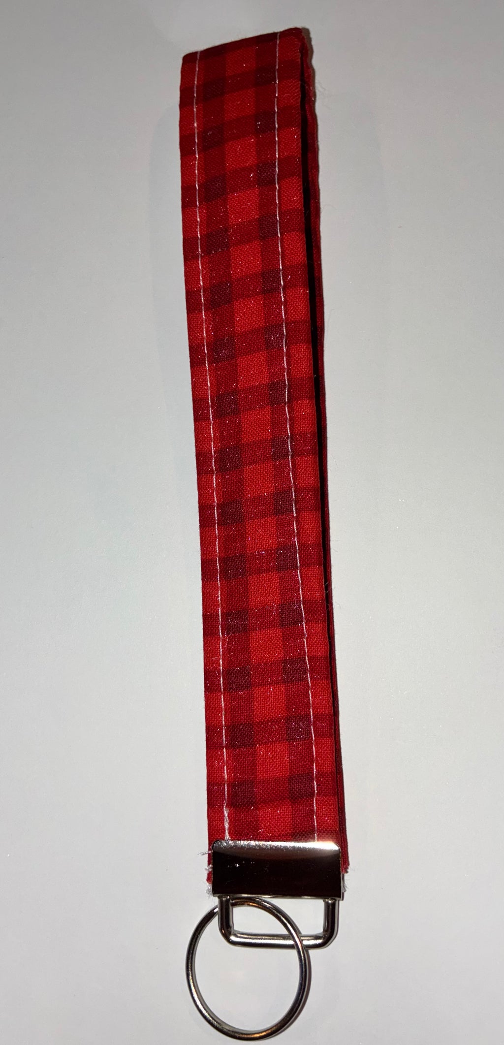 Red plaid wristlet keychain
