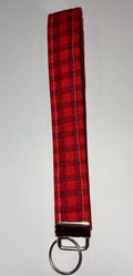 Red plaid wristlet keychain