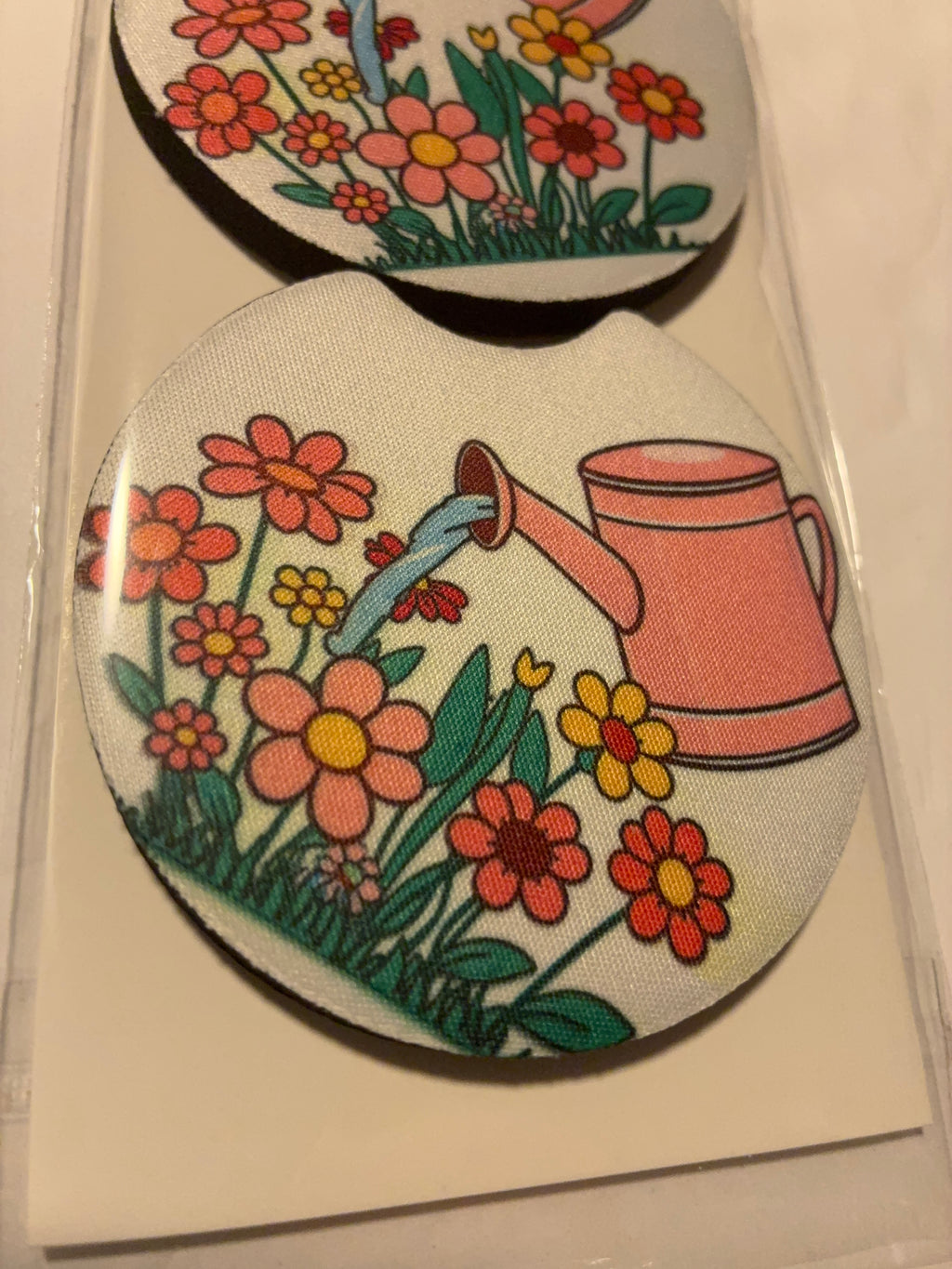 Spring watering can car coasters