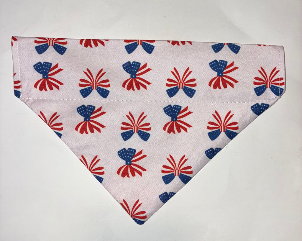 Patriotic Bow Pet Bandana - Size Medium