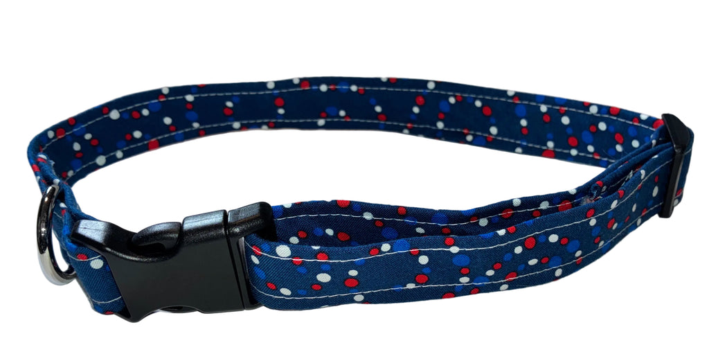 Red, White and Blue Polkadot Large Pet Collar