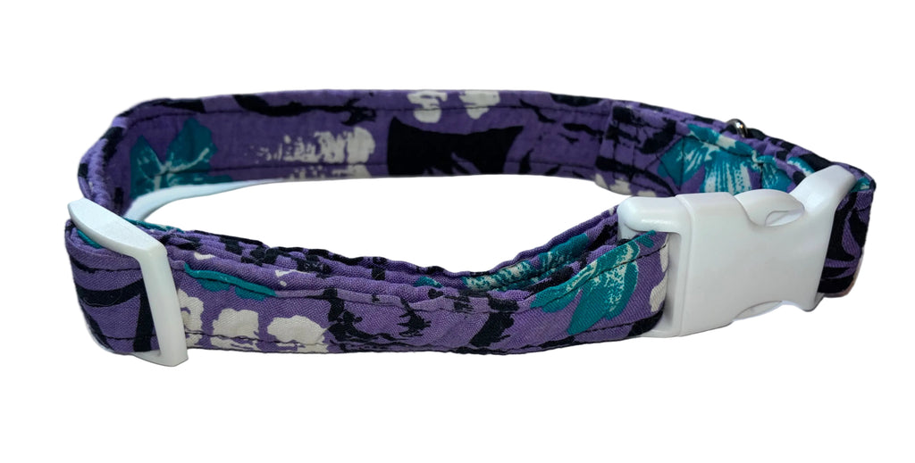 Purple Abstract White Clip Medium Pet Collar