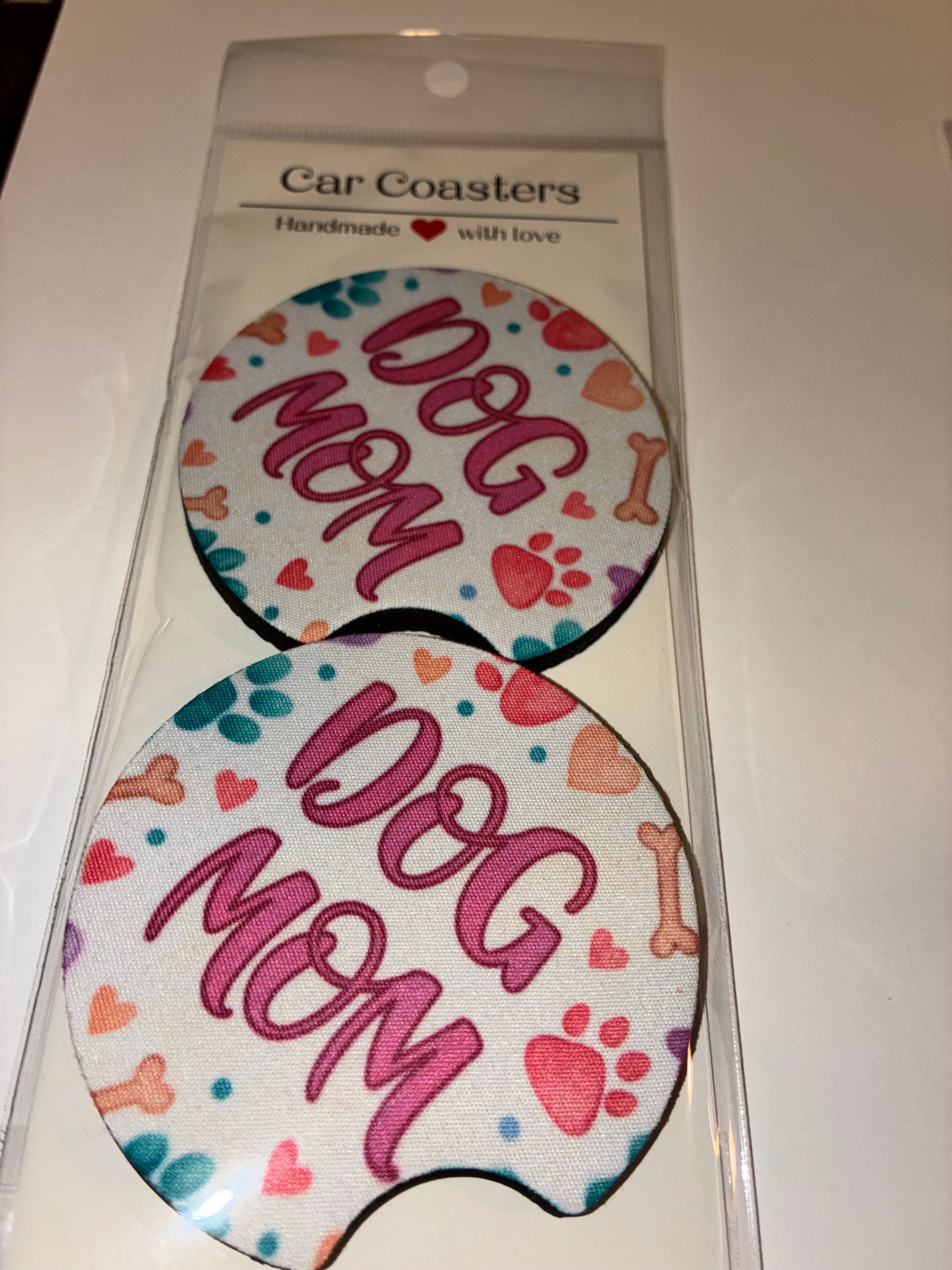 Dog mom car coasters