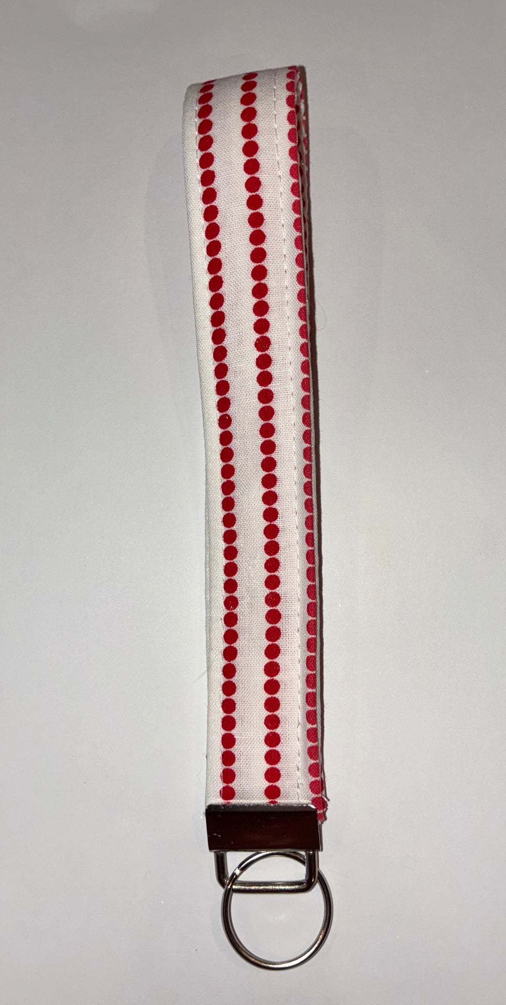 Red and white polkadot wristlet keychain #2