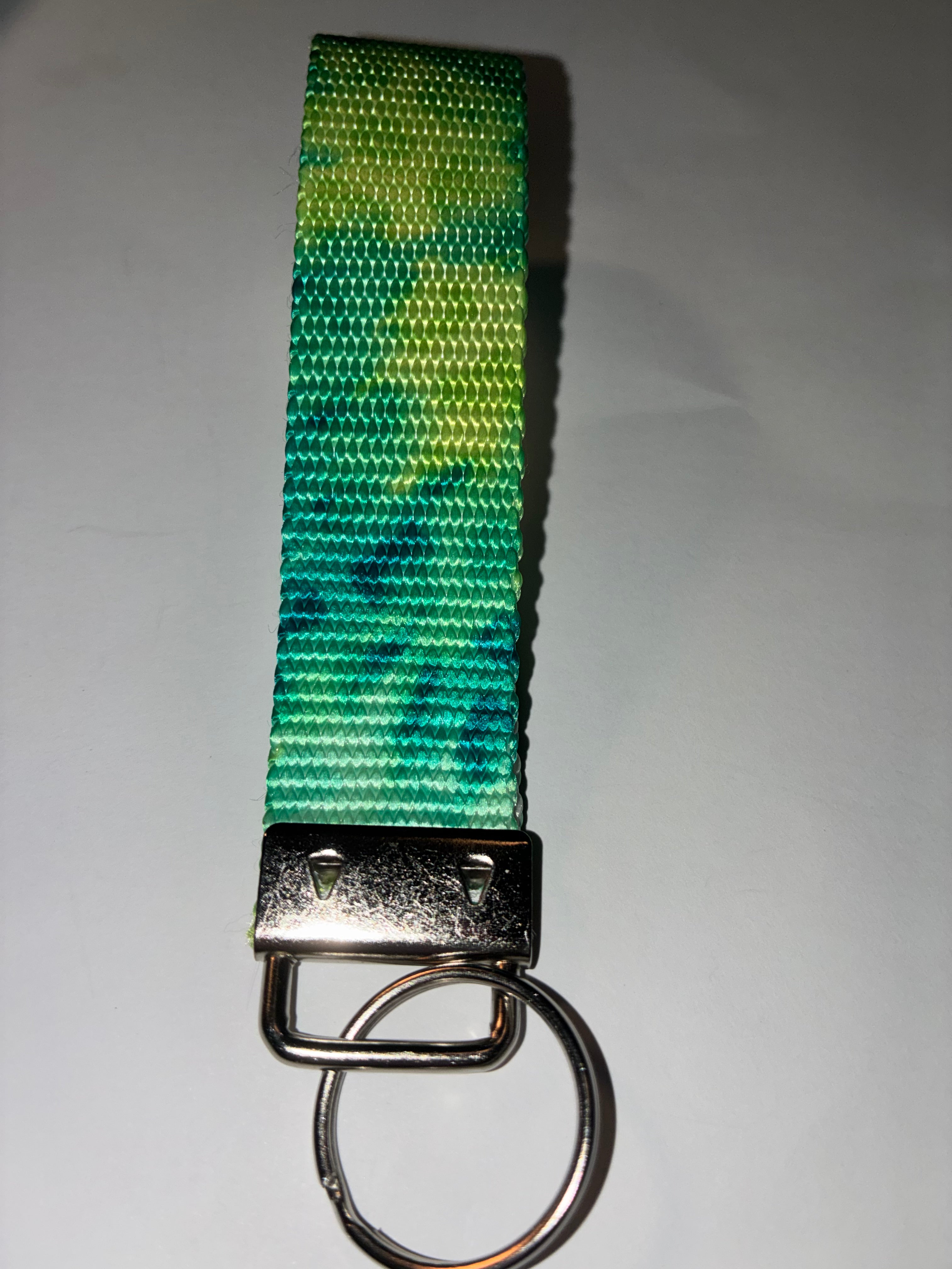 Green Tie Dye Wristlet Keychain