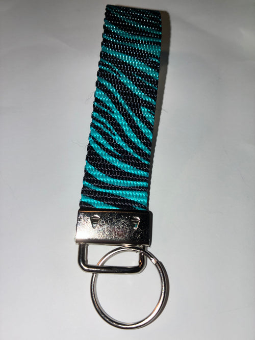 Blue Cheetah Print Wristlet Keychain