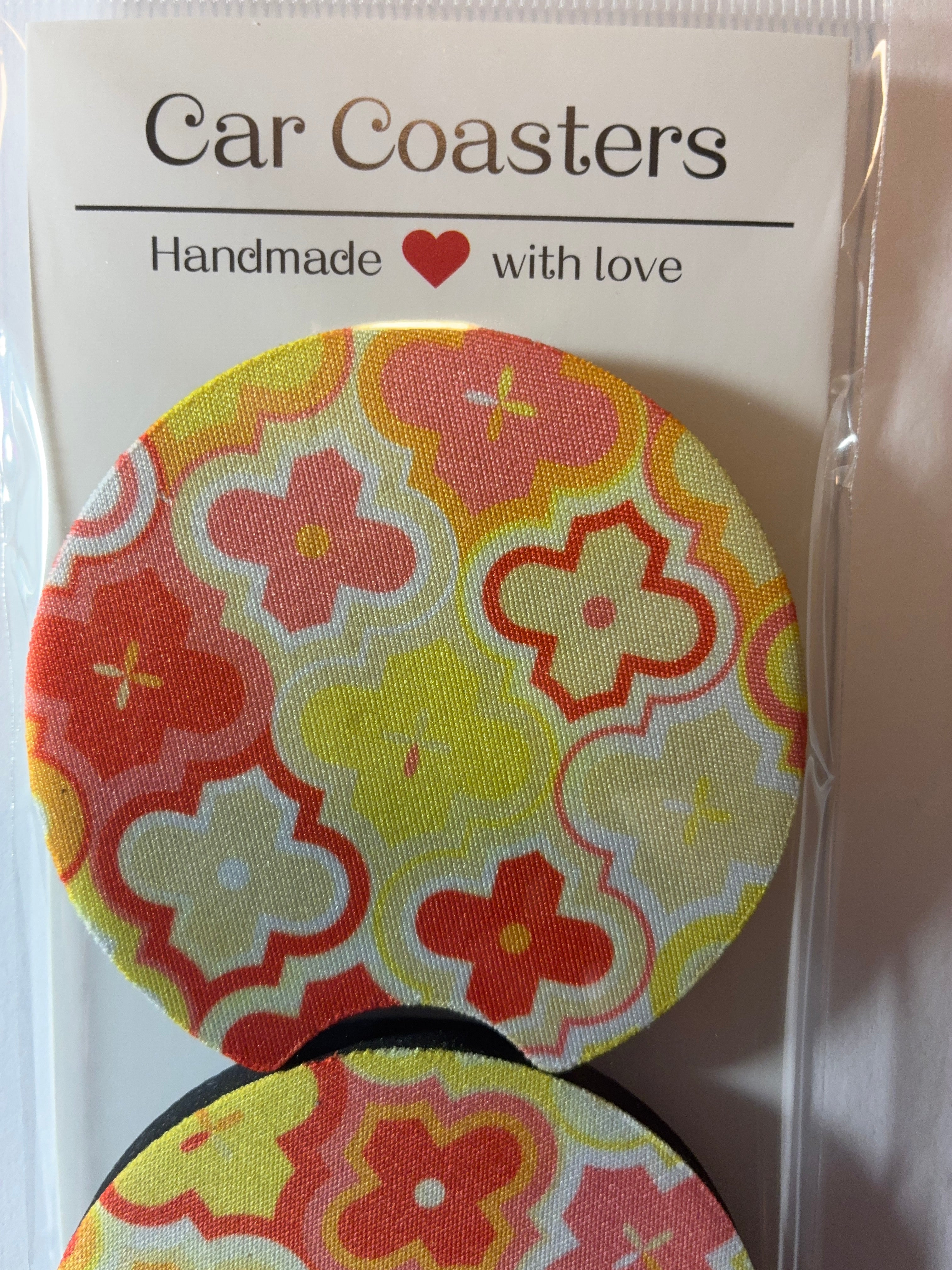 Orange flower car coasters