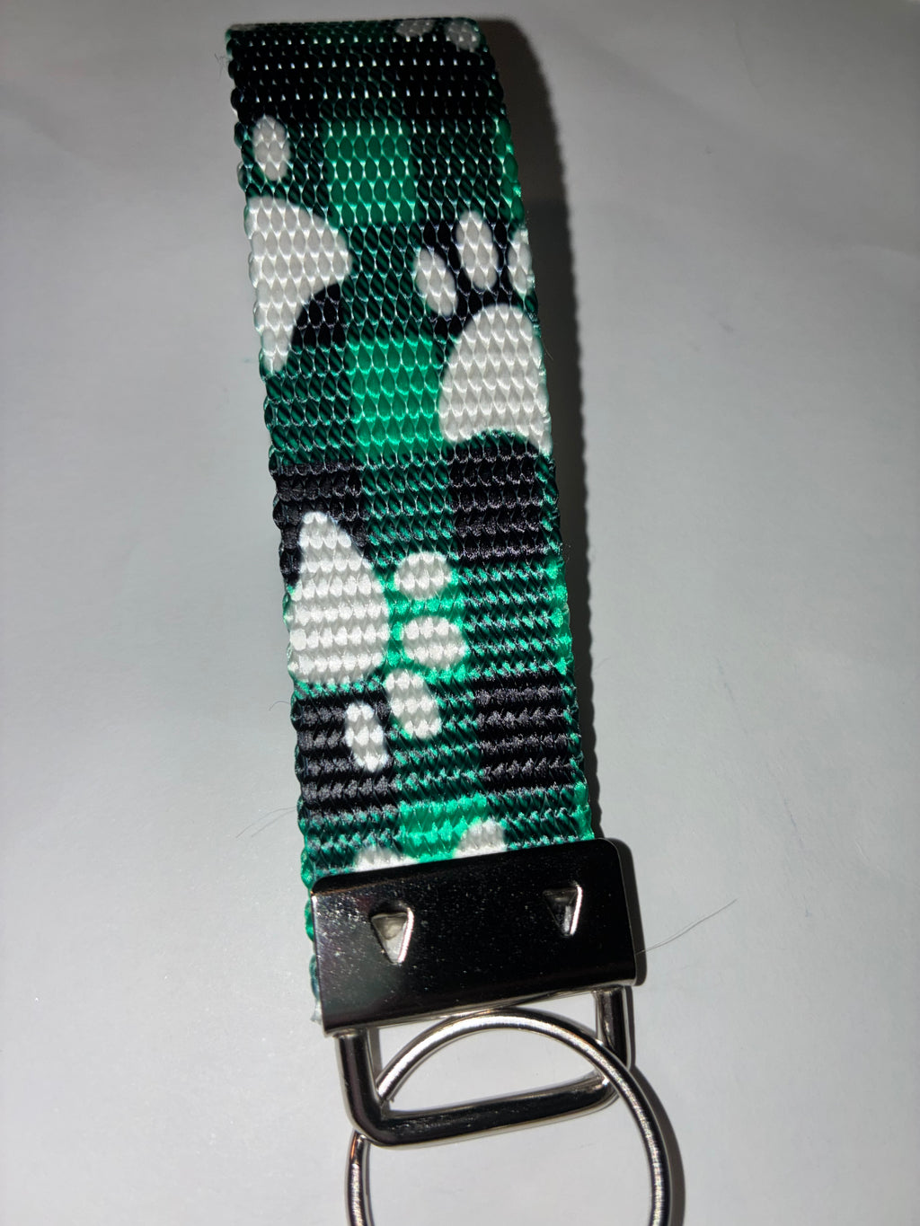 Green Paw Print Wristlet Keychain