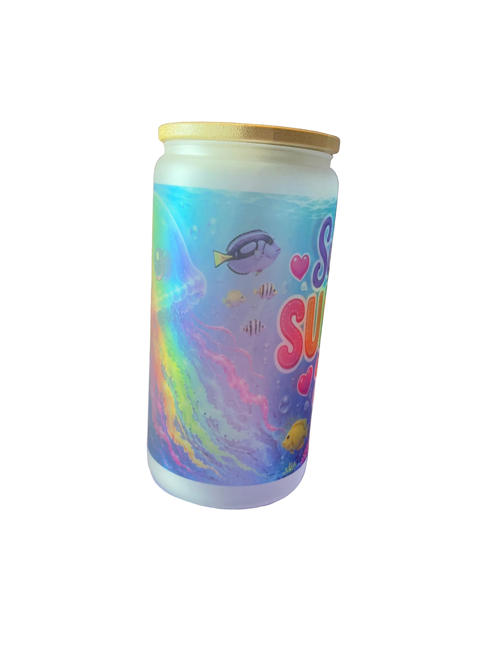 Sweet Summer Days 16oz Glass Cup with Bamboo Lid and Straw