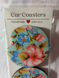 Blue floral car coasters