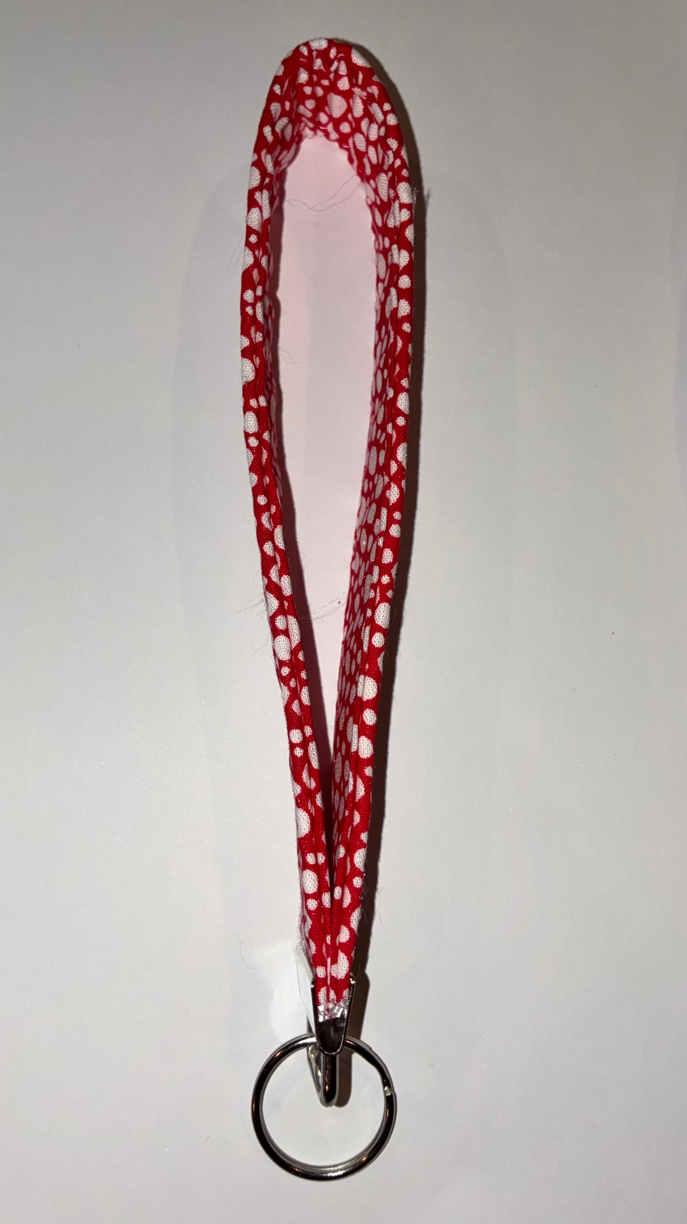 Red and white polkadot wristlet keychain #1
