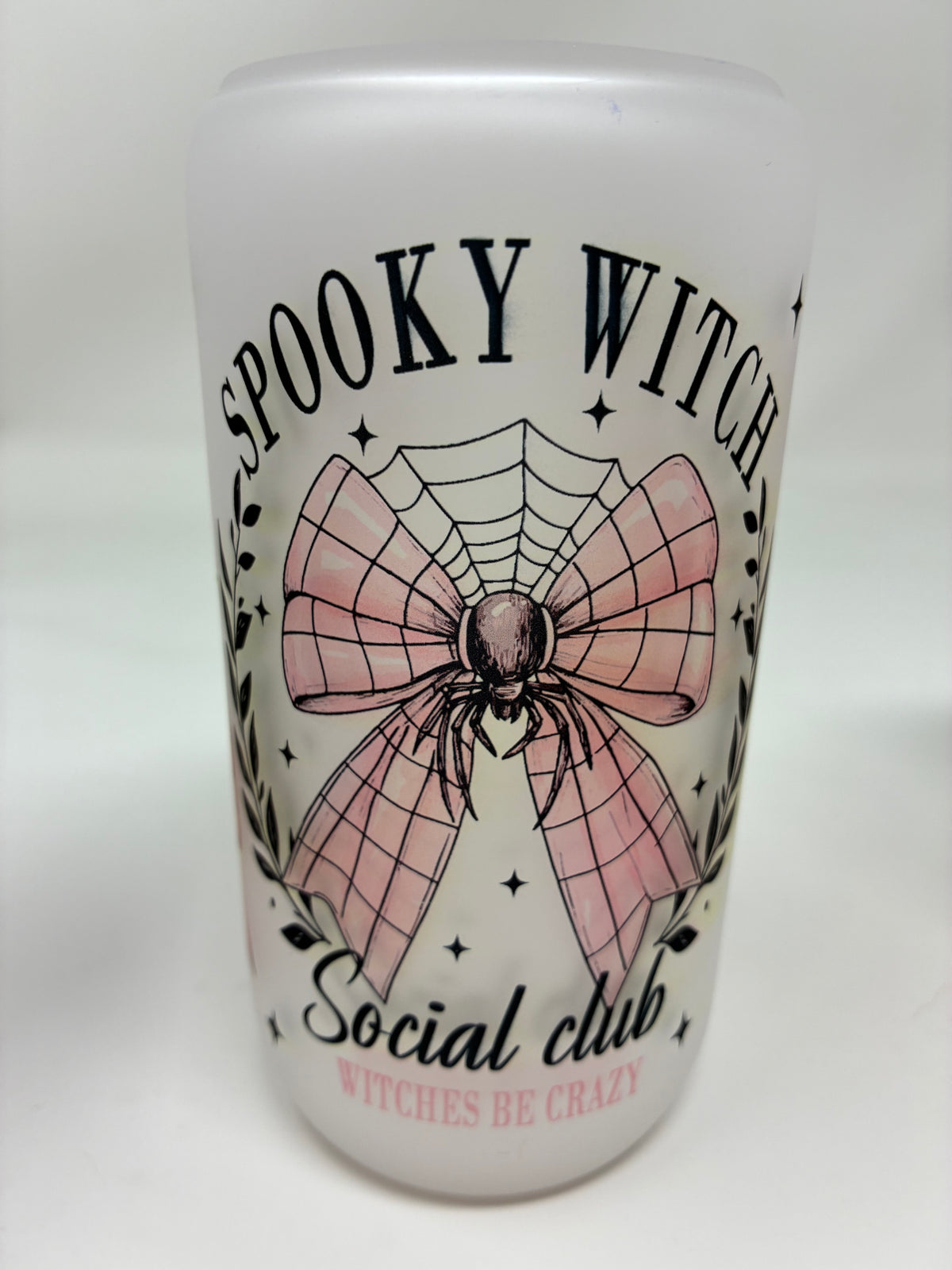Halloween Glass Cups with Bamboo Lid and Straw