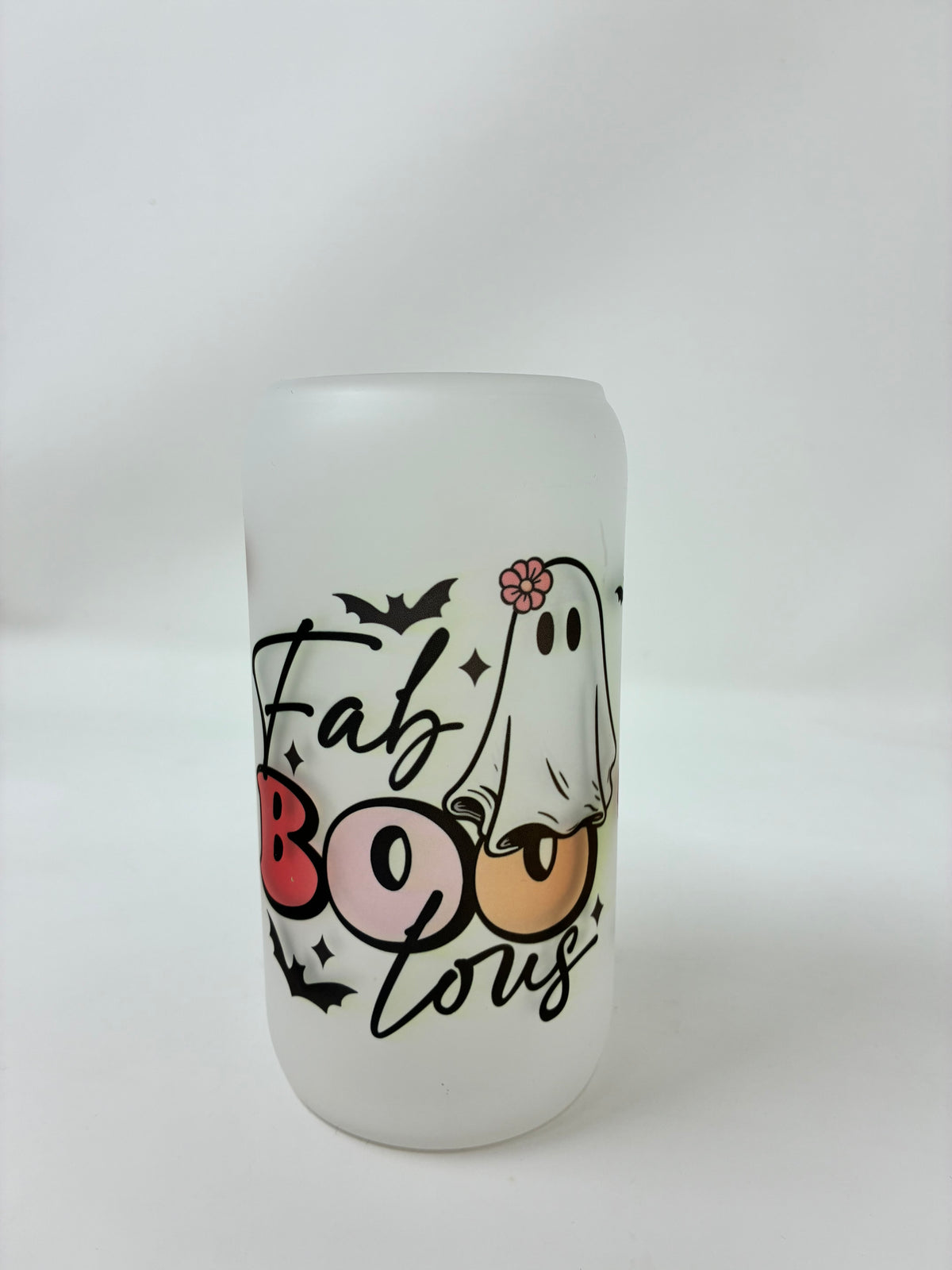 Halloween Glass Cups with Bamboo Lid and Straw