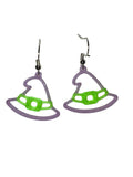 🎃 Multicolor Glow-in-the-Dark Halloween Earrings - Witch Hat 👻✨