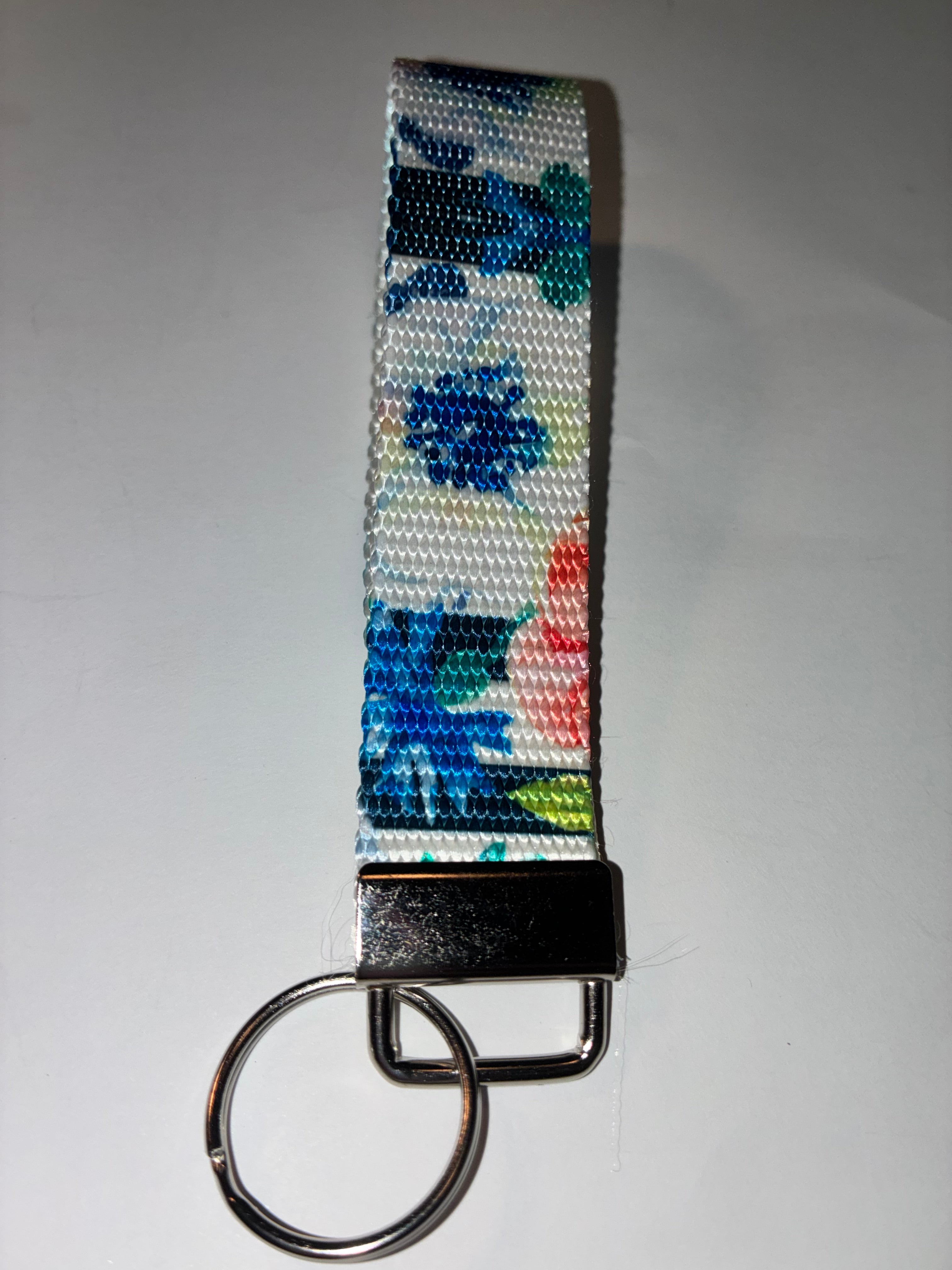Blue Flower Wristlet Keychain