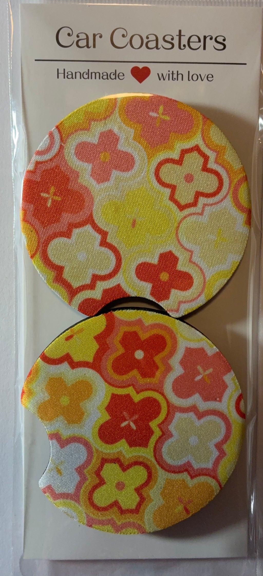 Orange flower car coasters