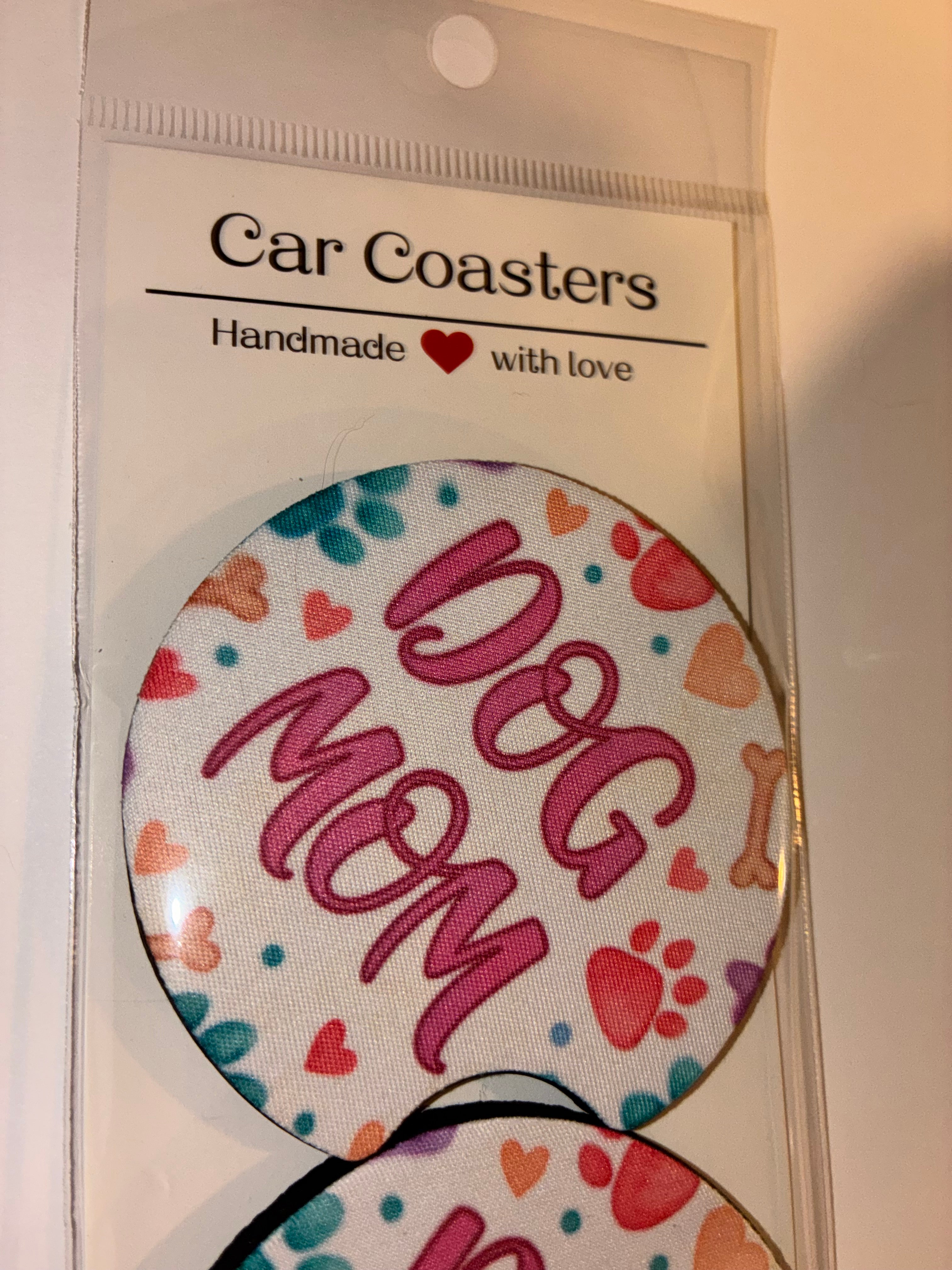 Dog mom car coasters