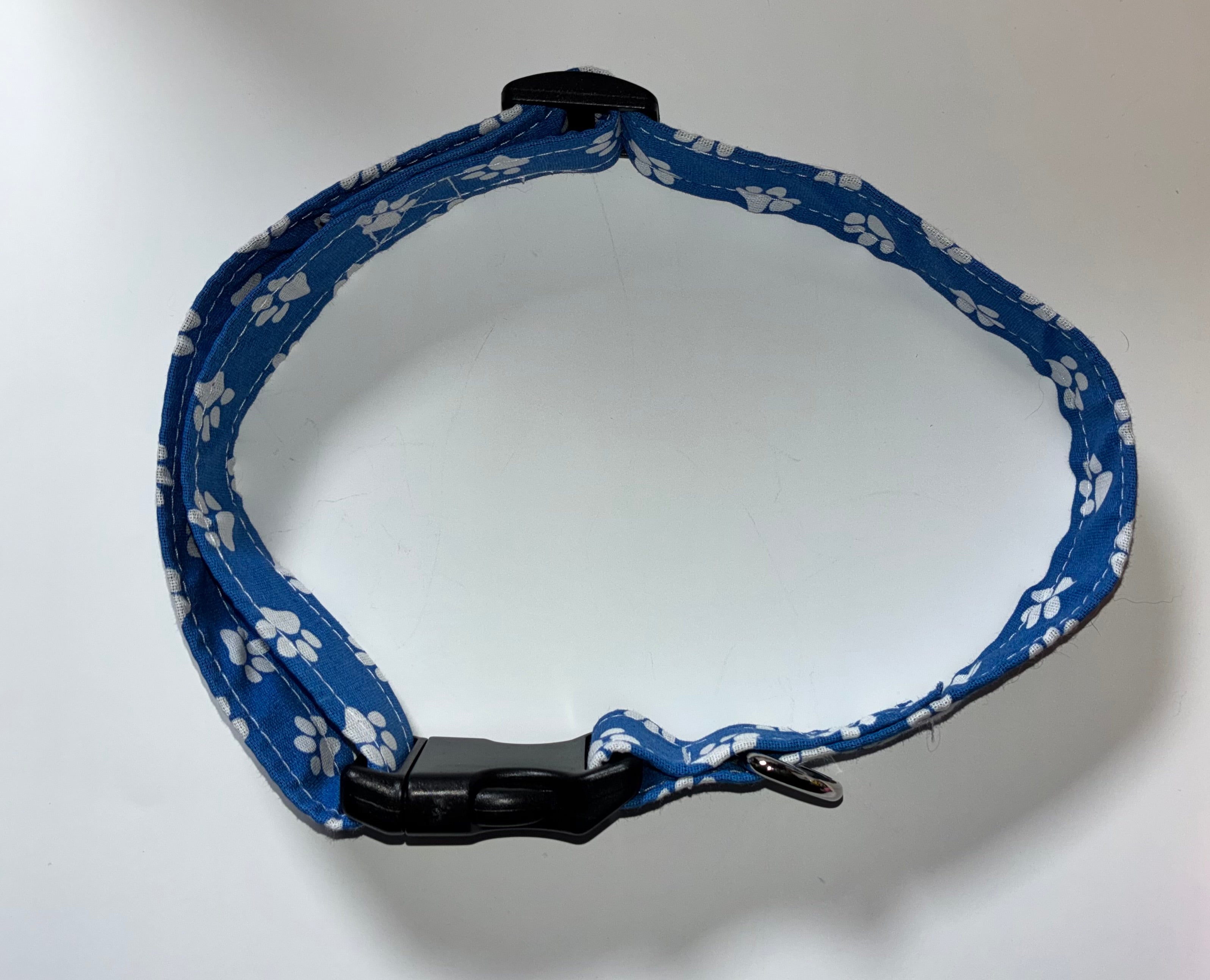 Blue with White Paw Prints Large Pet Collar